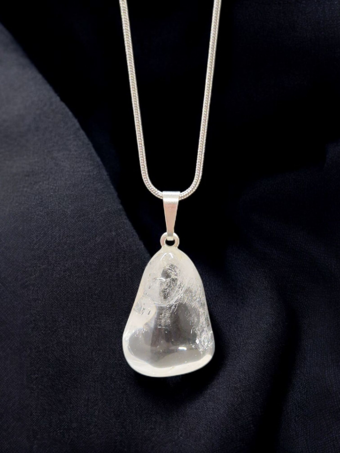 Pendentif Cristal de roche pierre roulée