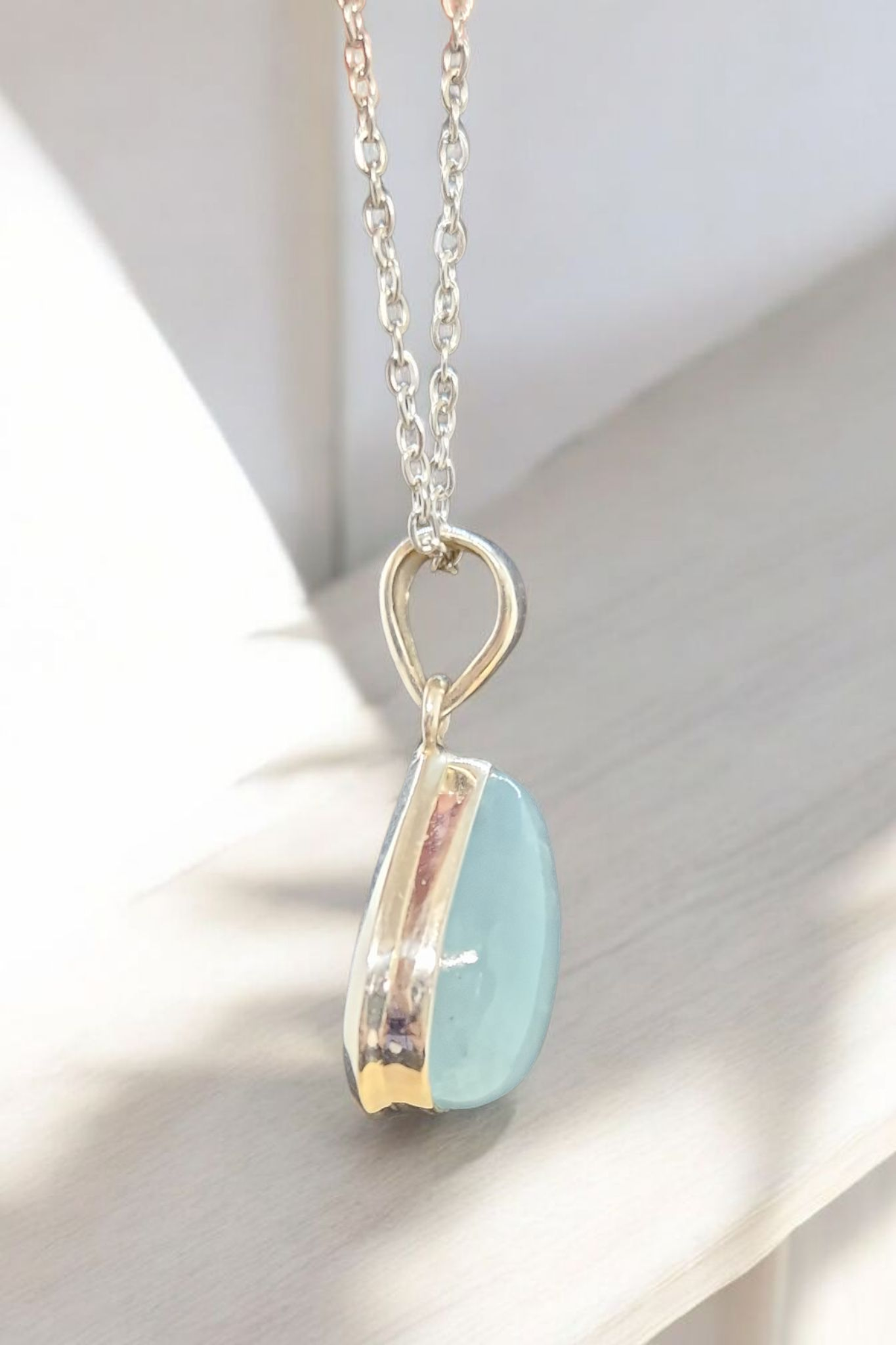 Pendentif Aigue Marine sertie Argent