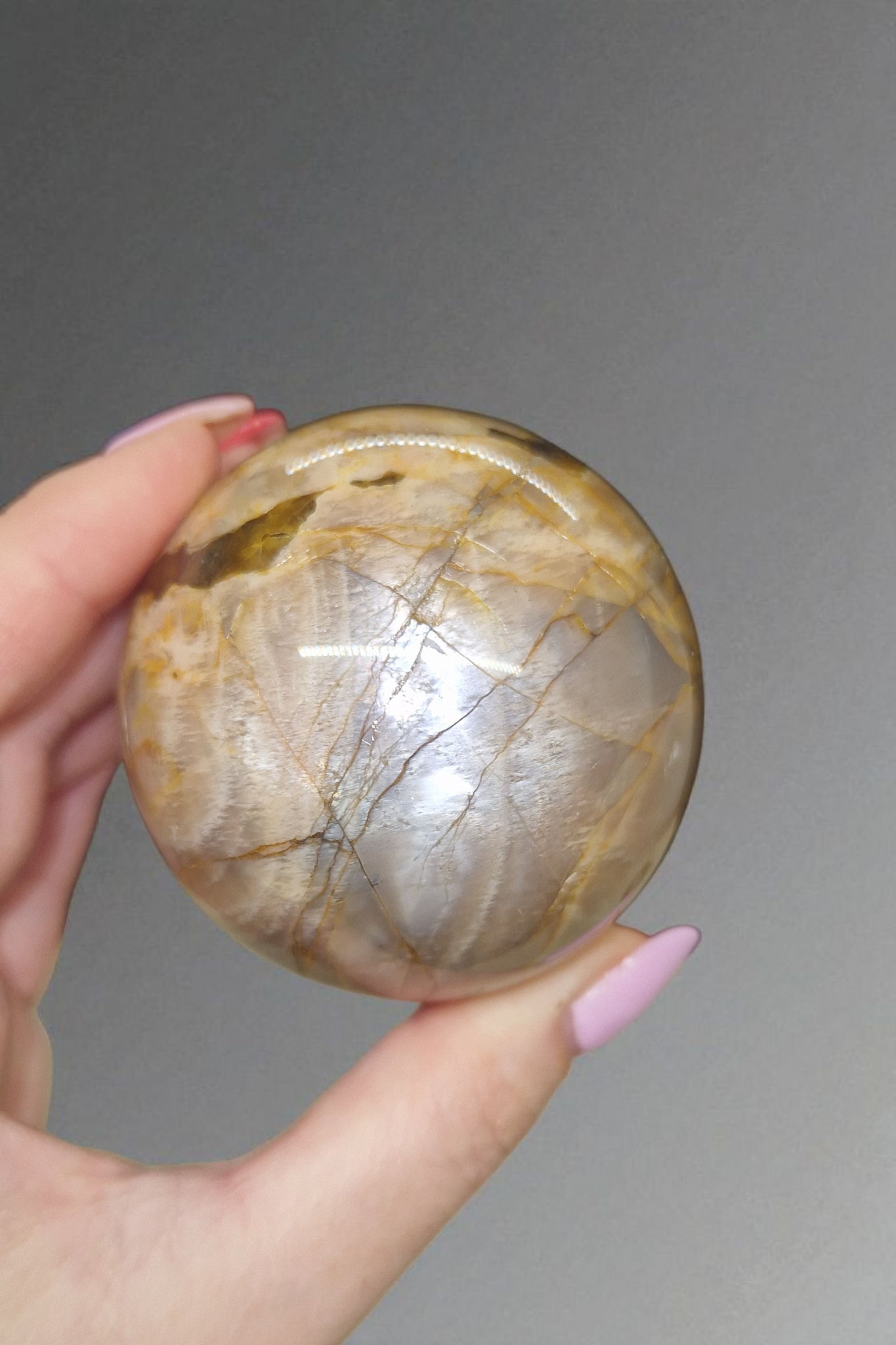 Sphère Pierre de lune pêche