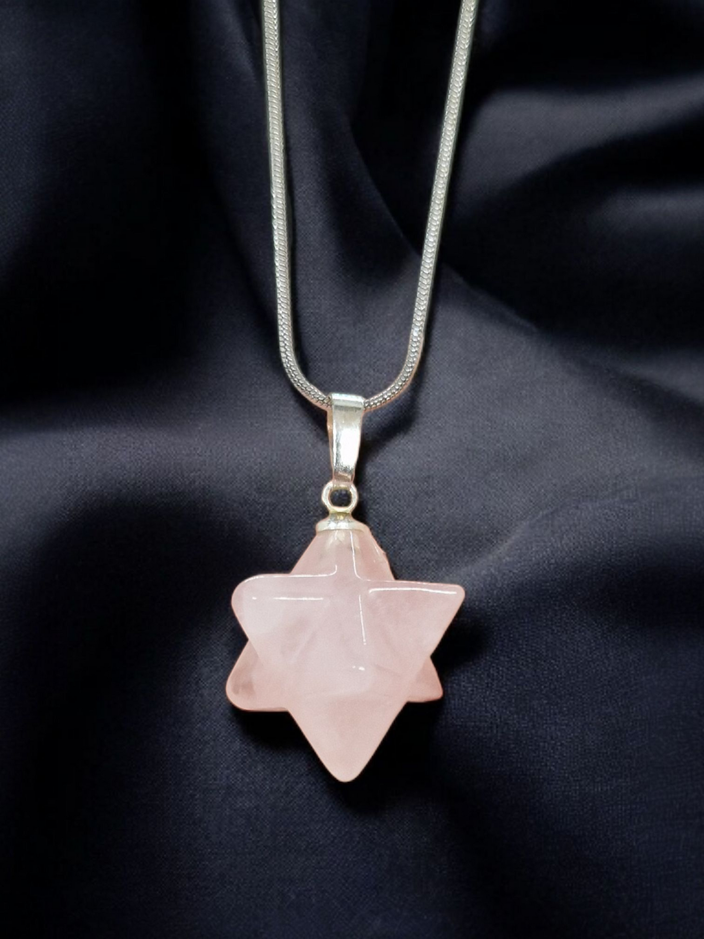 Pendentif Quartz rose Merkaba