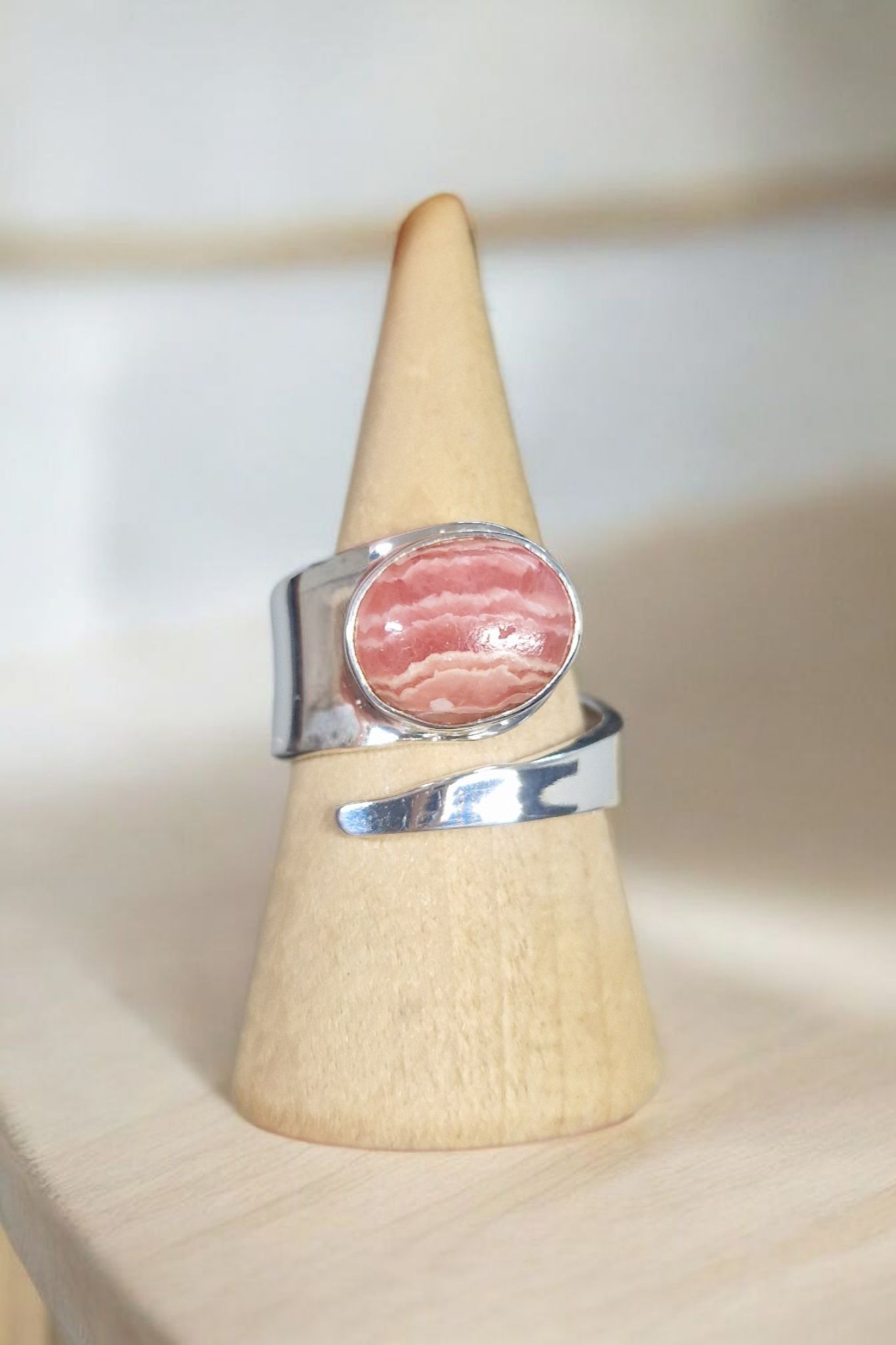 Bague réglable Rhodochrosite Argent