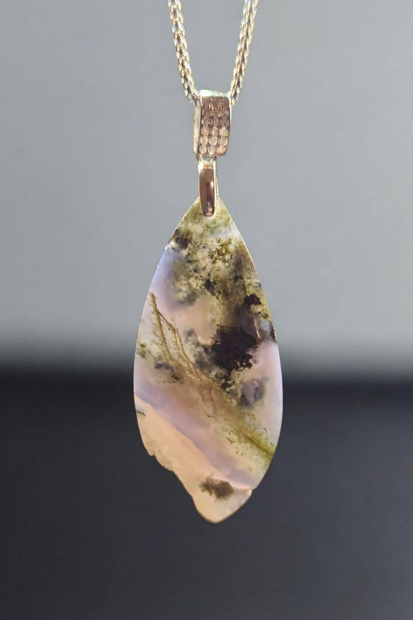 Pendentif Agate mousse violette