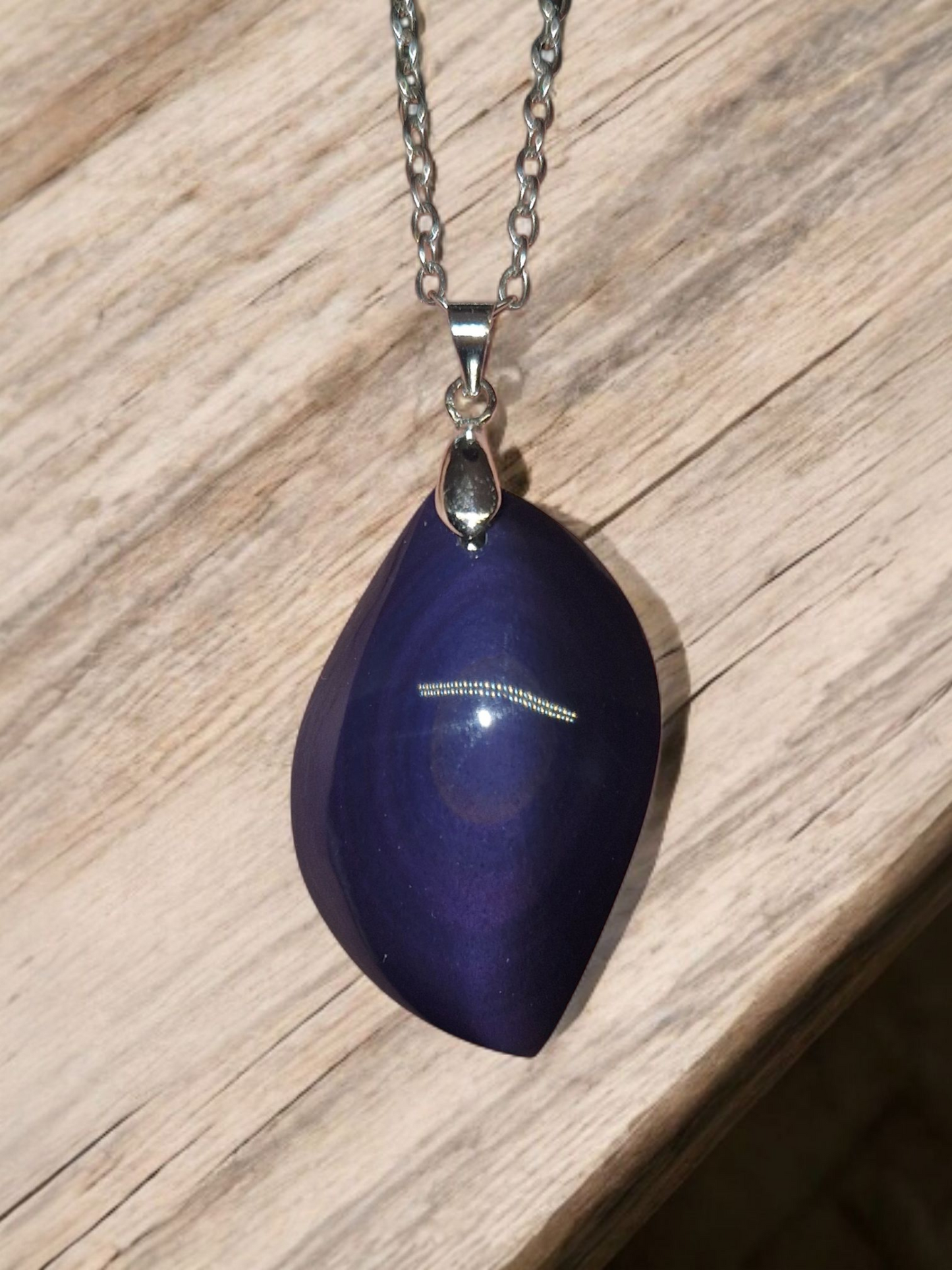 Collier double rang Obsidienne oeil celeste