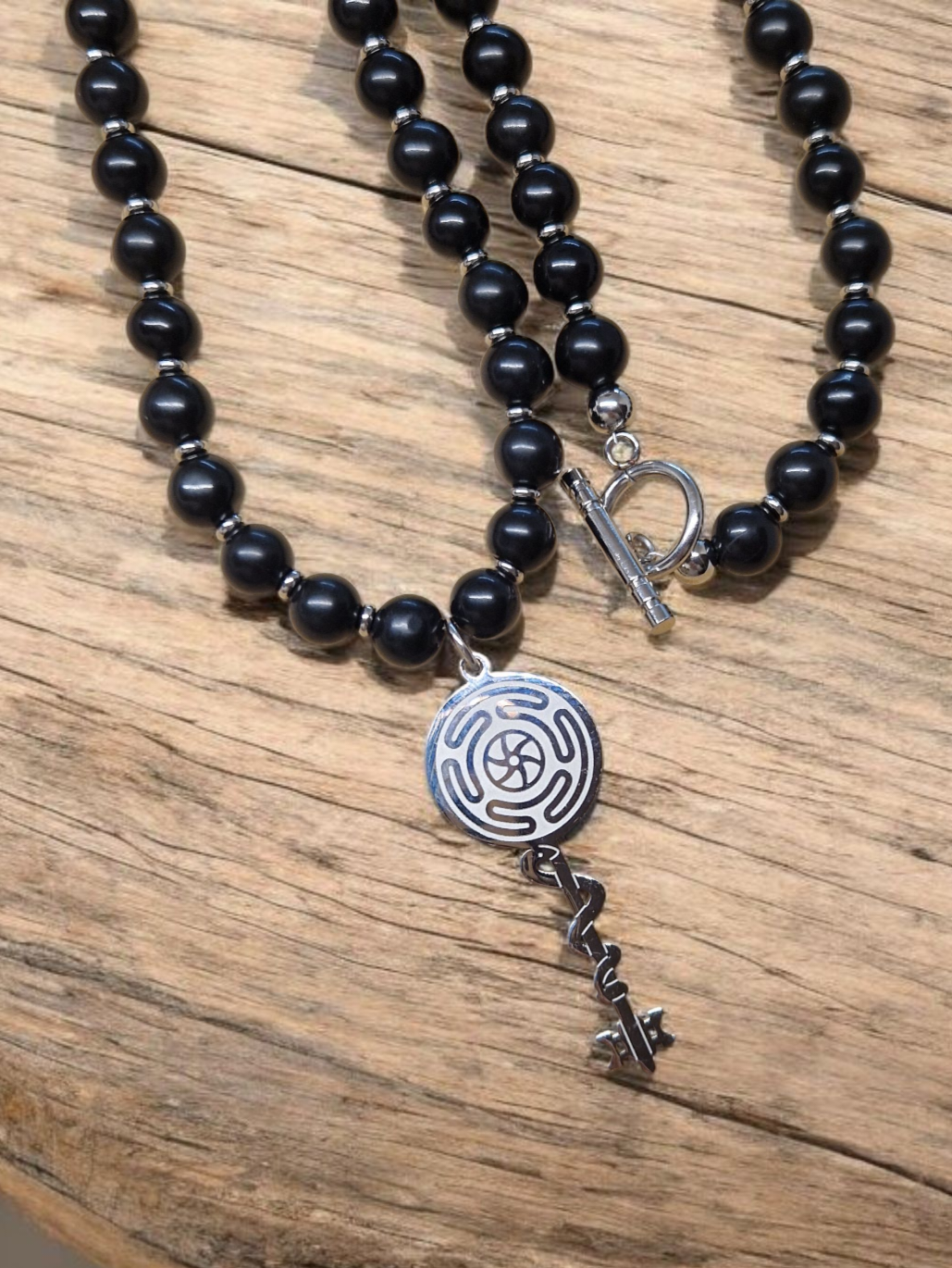 Collier Sautoir agate noire Hécate