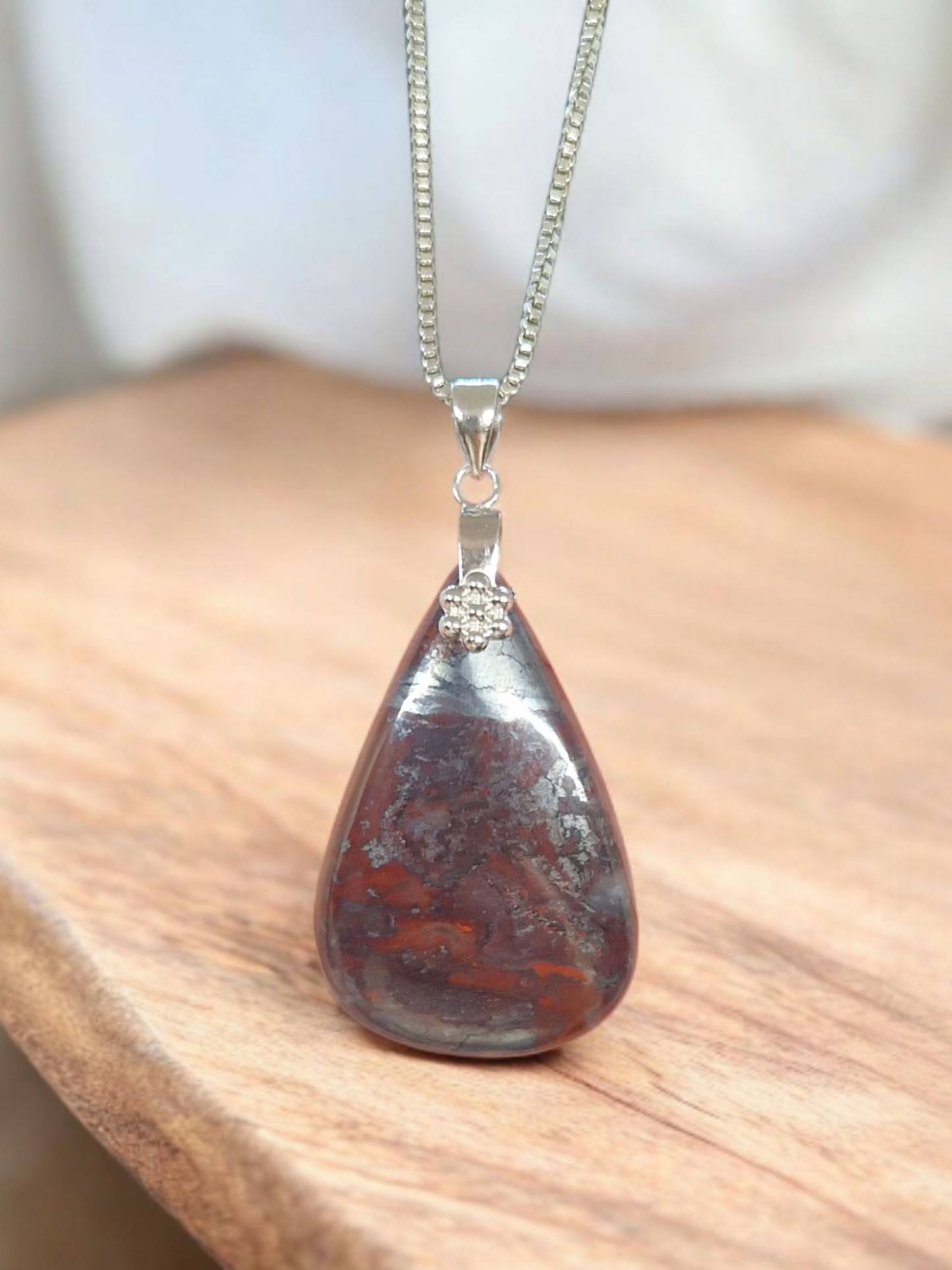 Pendentif Jaspe rouge & Hématite