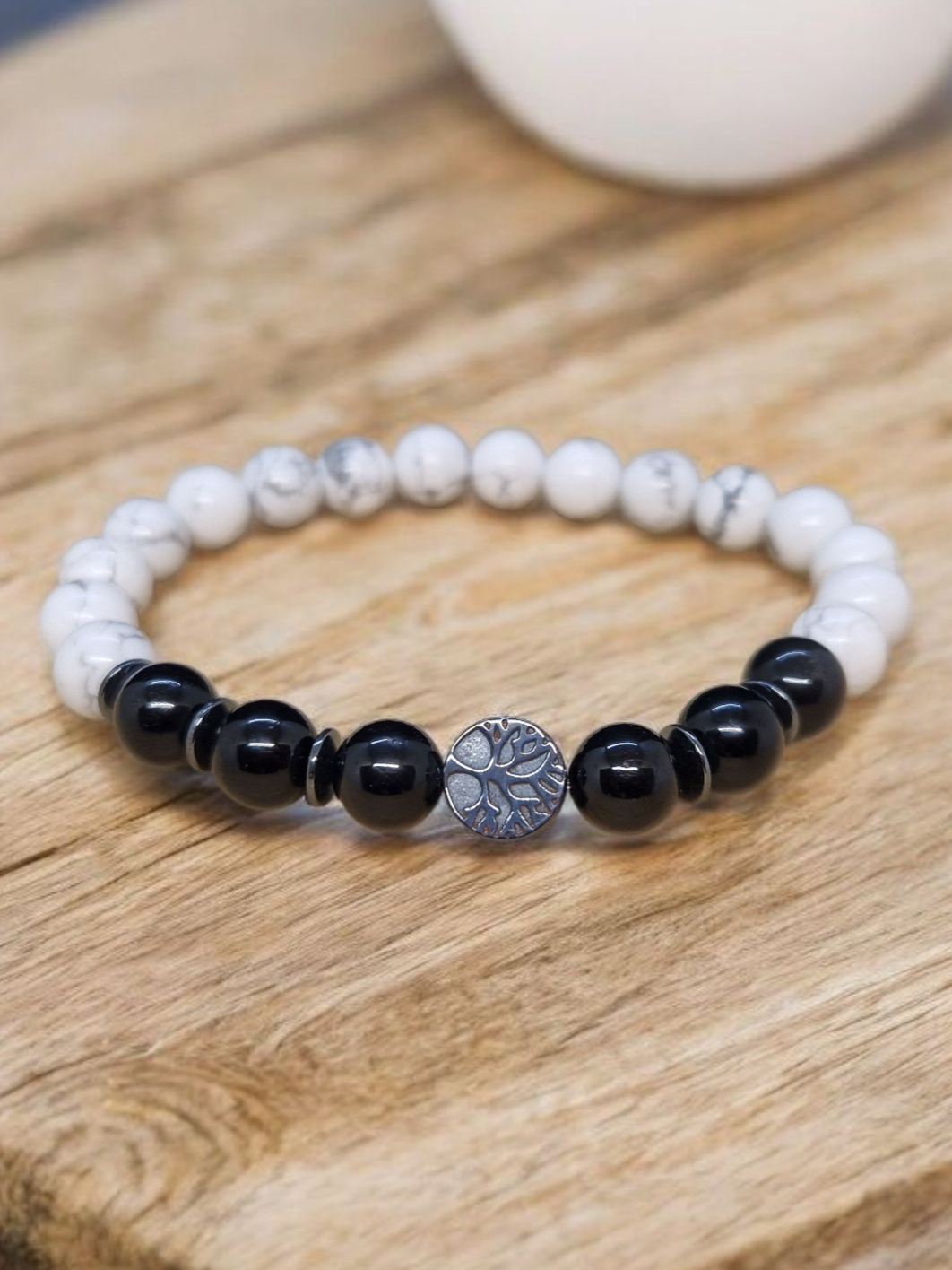 Bracelet Howlite & Tourmaline noire