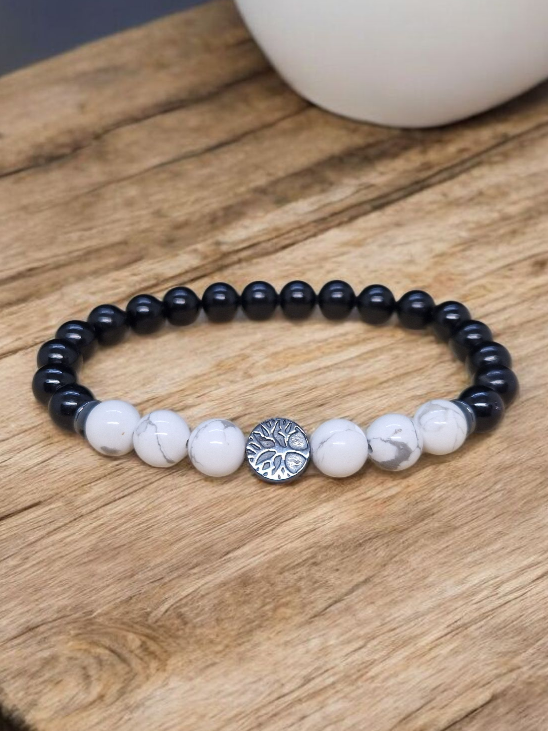 Bracelet Howlite & Tourmaline noire