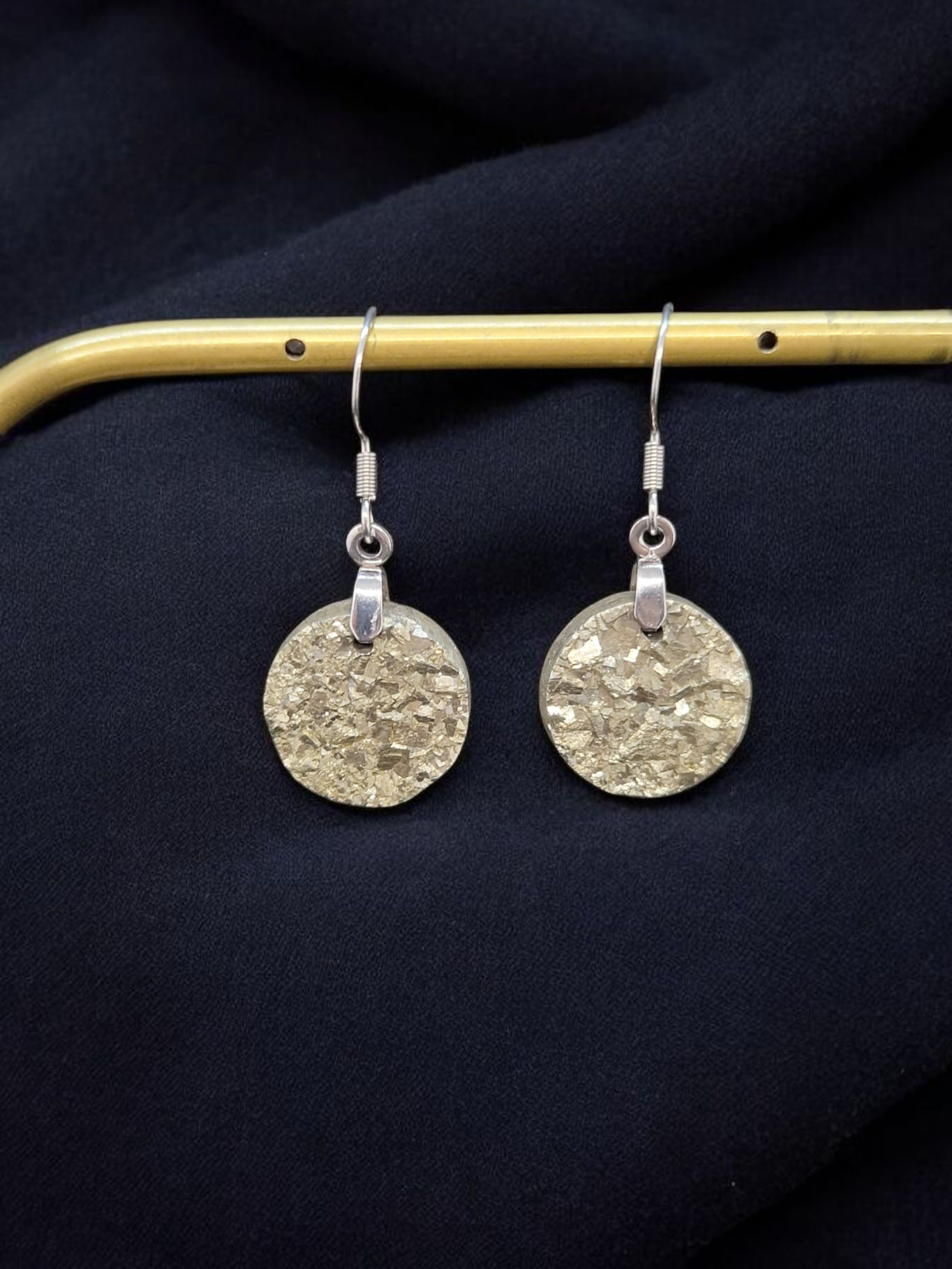 Boucles d'oreilles Pyrite acier