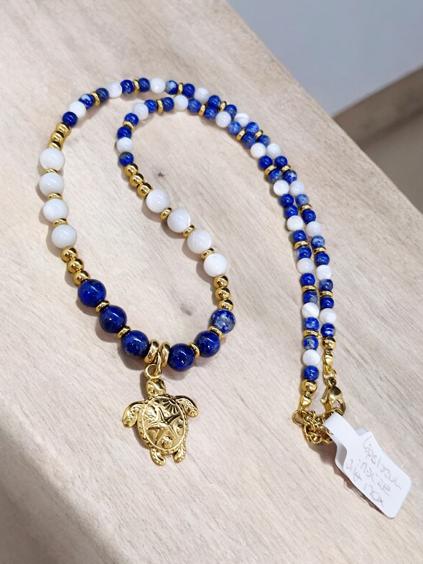 Collier Lapis lazuli & nacre