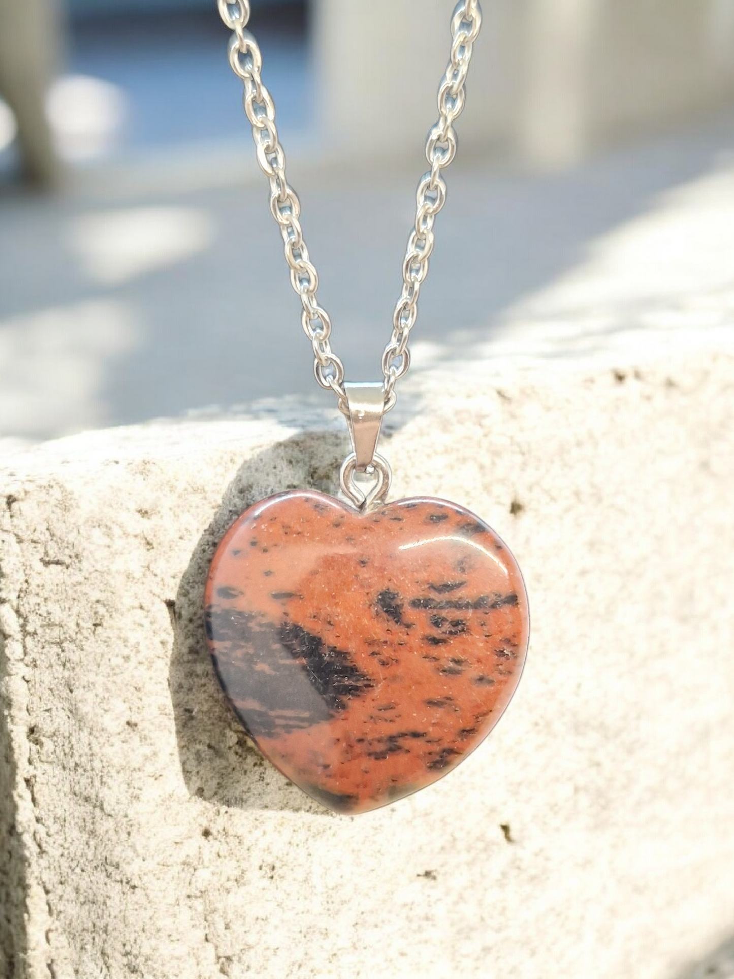 Pendentif coeur Obsidienne Acajou