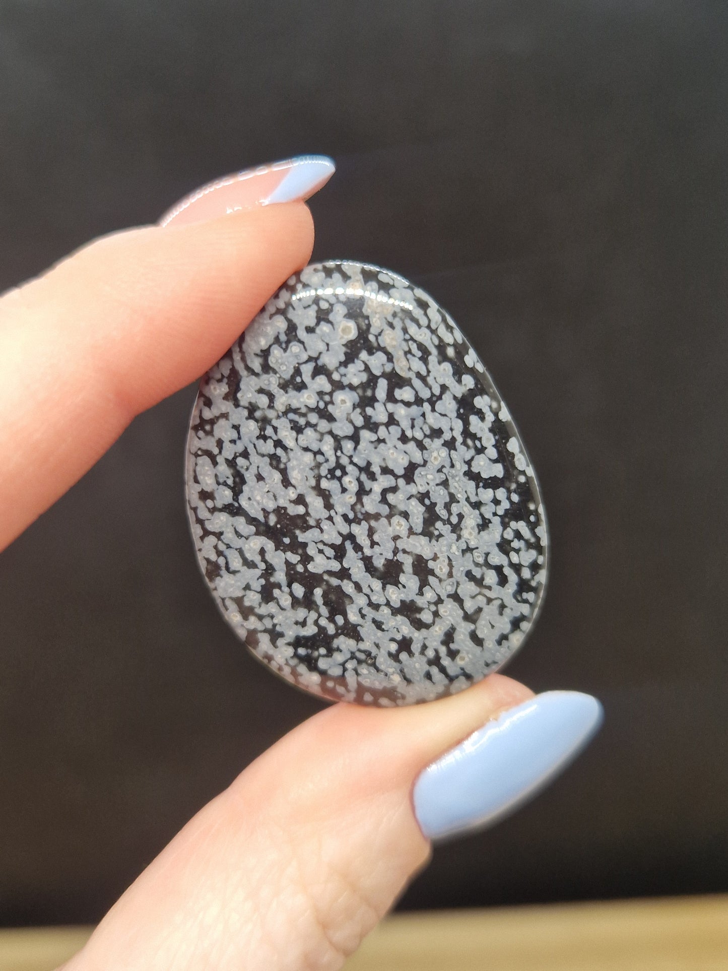 Galet obsidienne flocon de neige