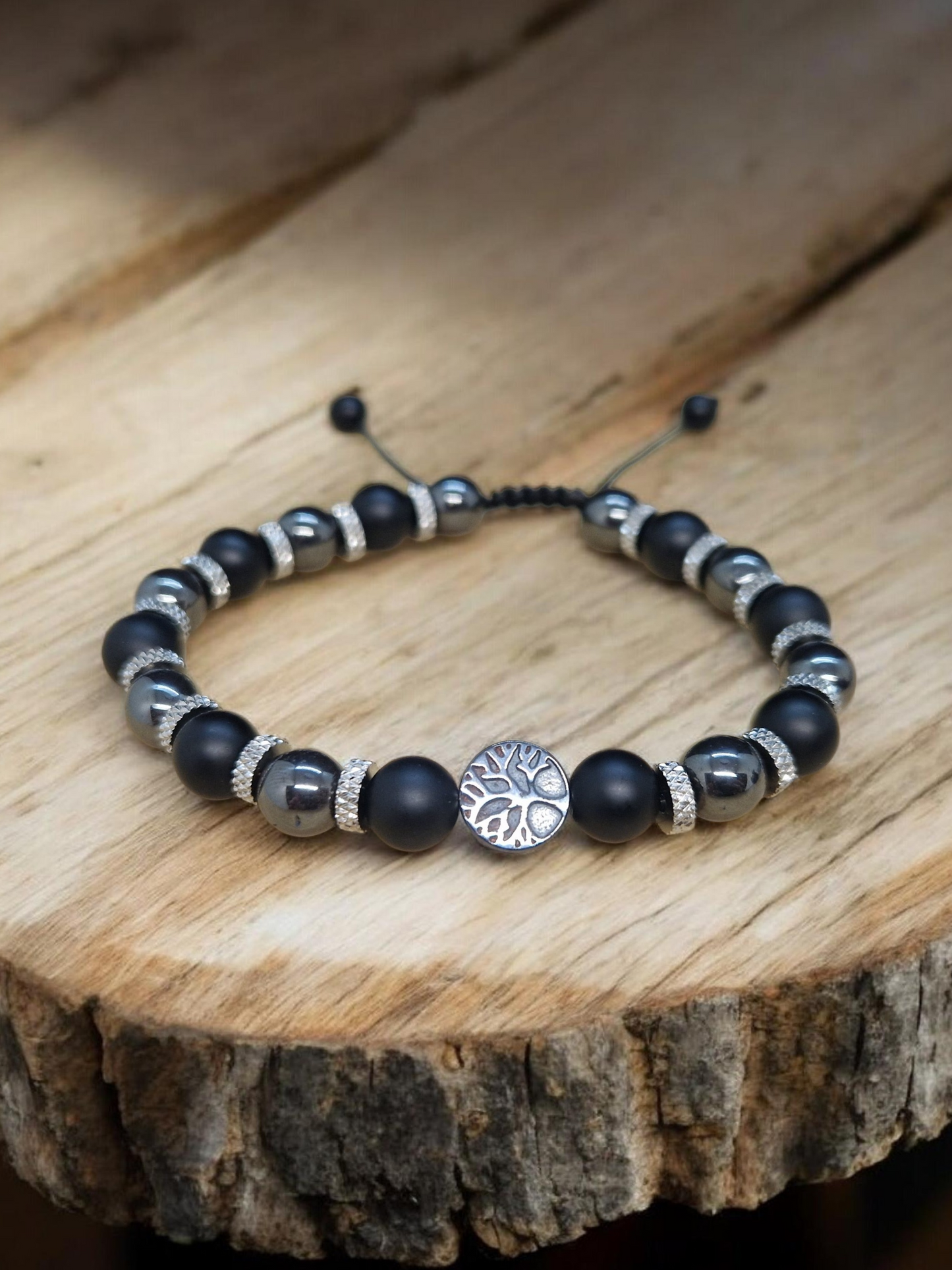 Bracelet Hématite & onyx 8mm