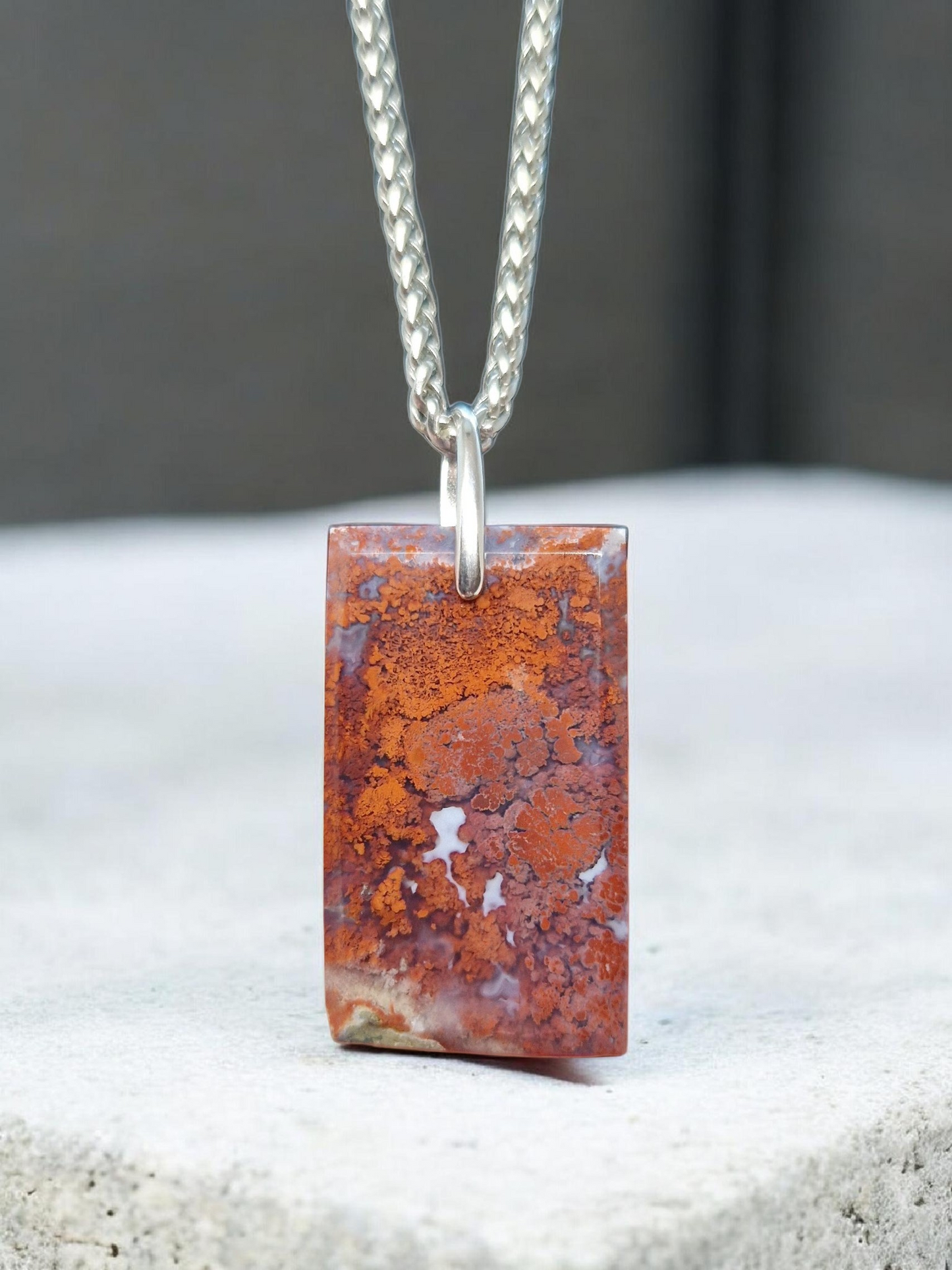 Pendentif Agate mousse rouge