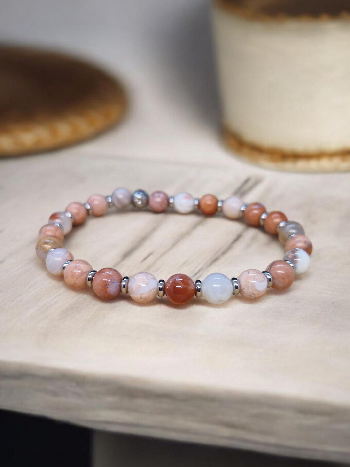 Bracelet Agate candy coton 6mm