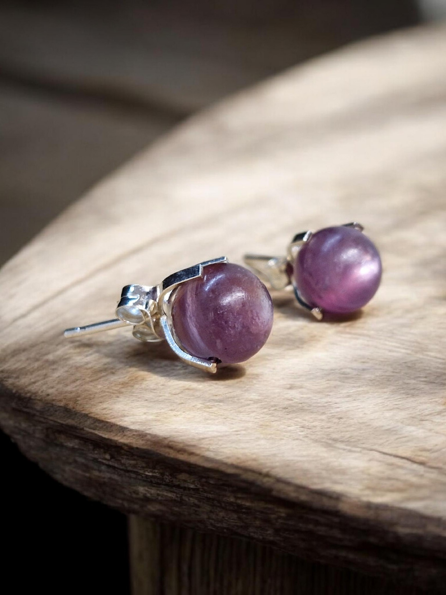 Boucles Lépidolite mica Argent 925