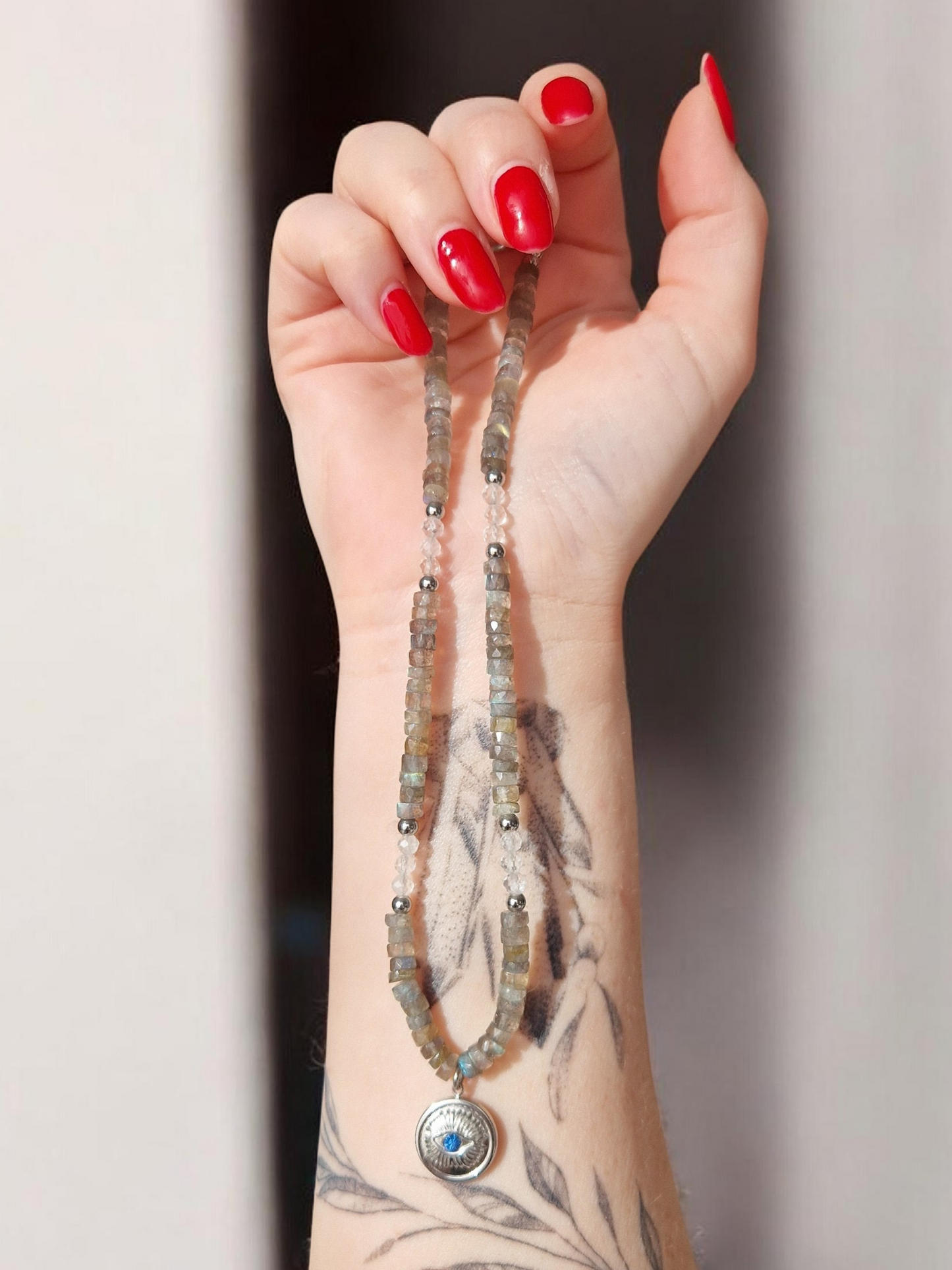 Collier Labradorite & Cristal de Roche