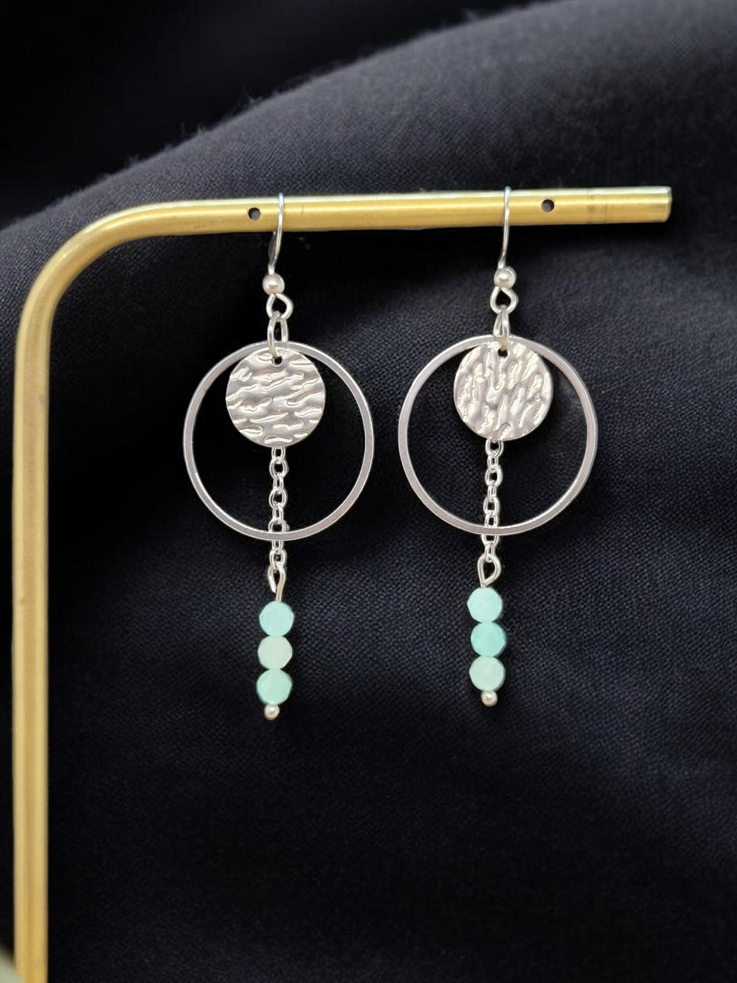 Boucles d’oreilles Les Ondées Amazonite Acier