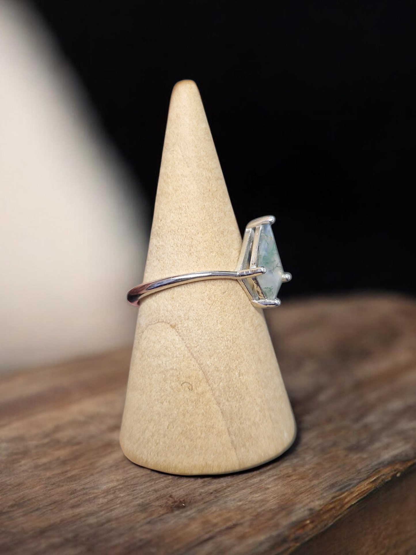 Bague Agate Mousse argent 925 réglable