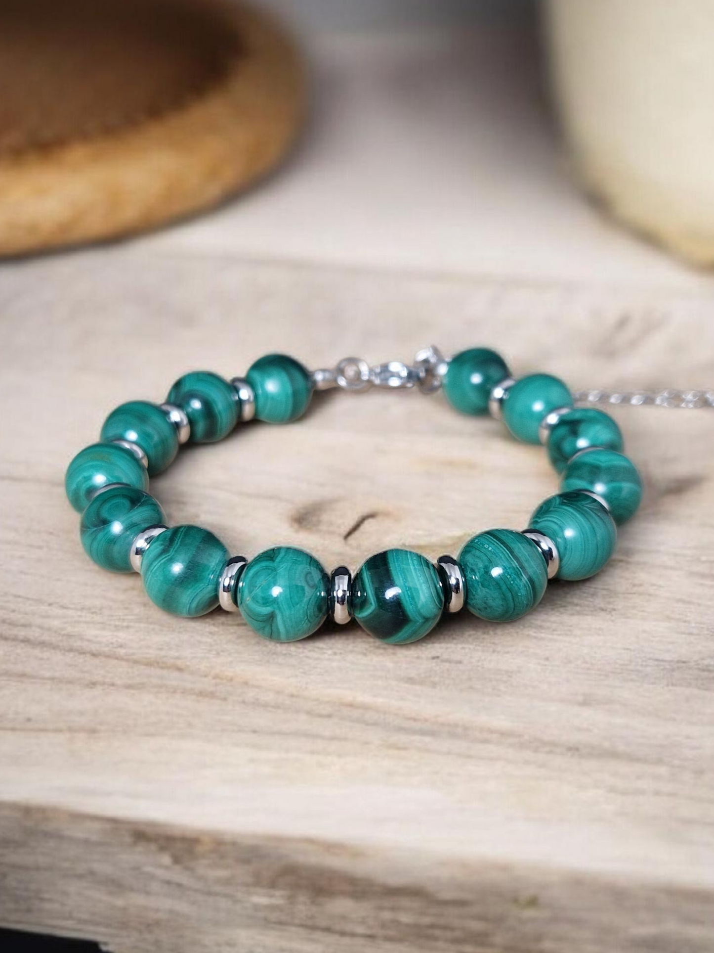 Bracelet Malachite 10mm réglable