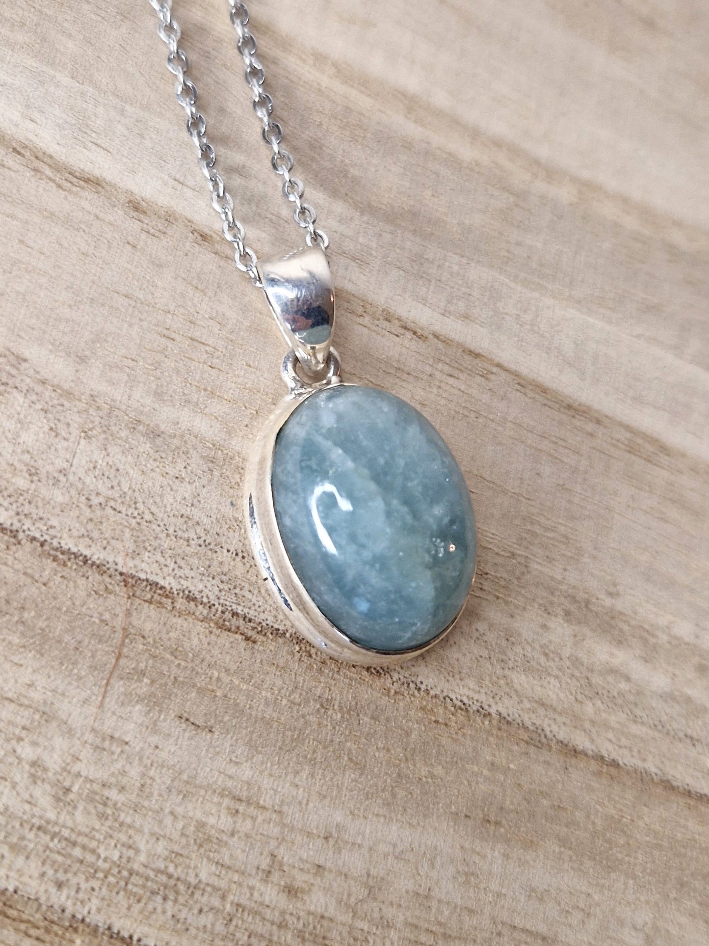 Pendentif Aigue Marine sertie Argent