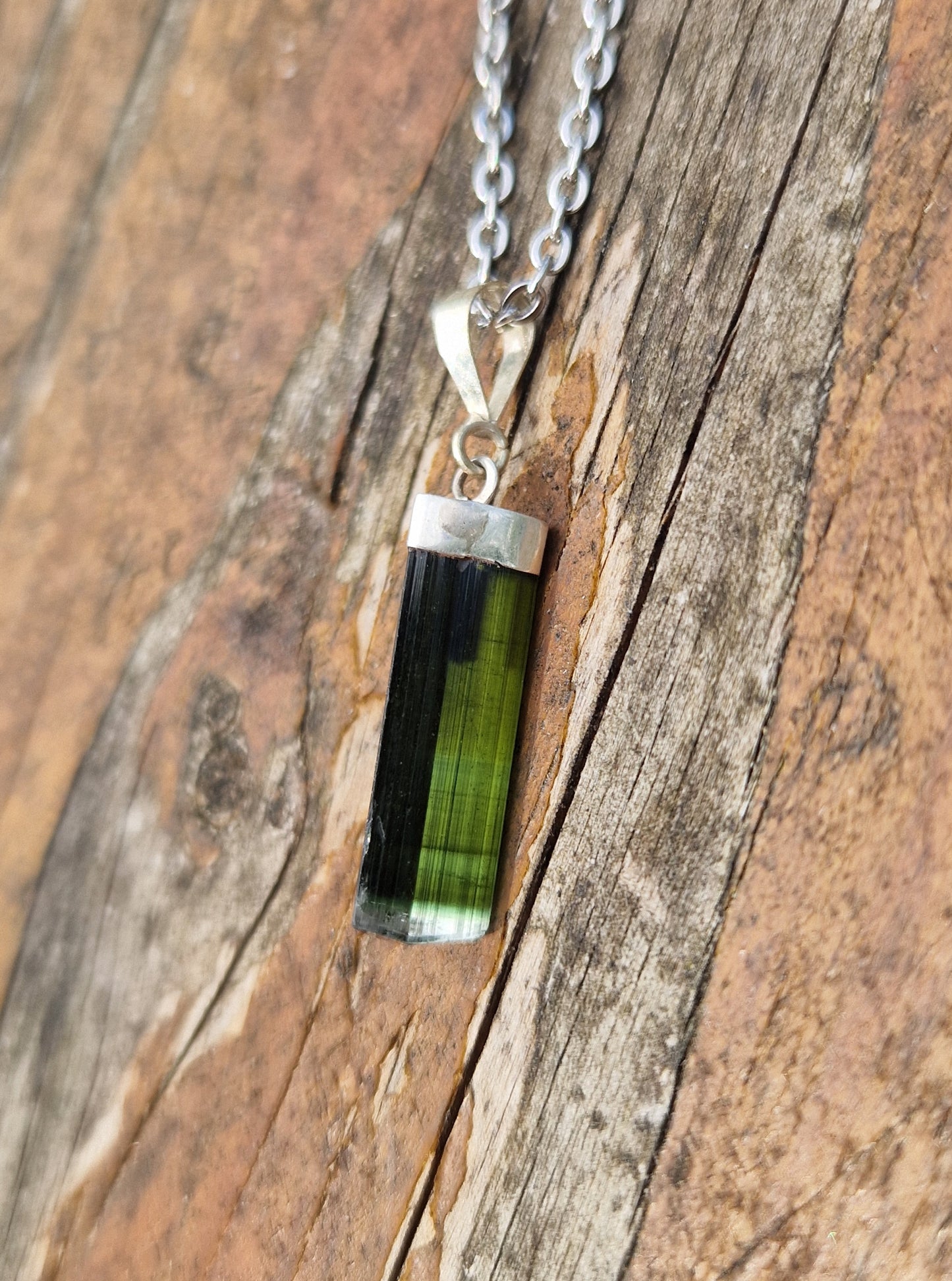 Pendentif Tourmaline verte argent