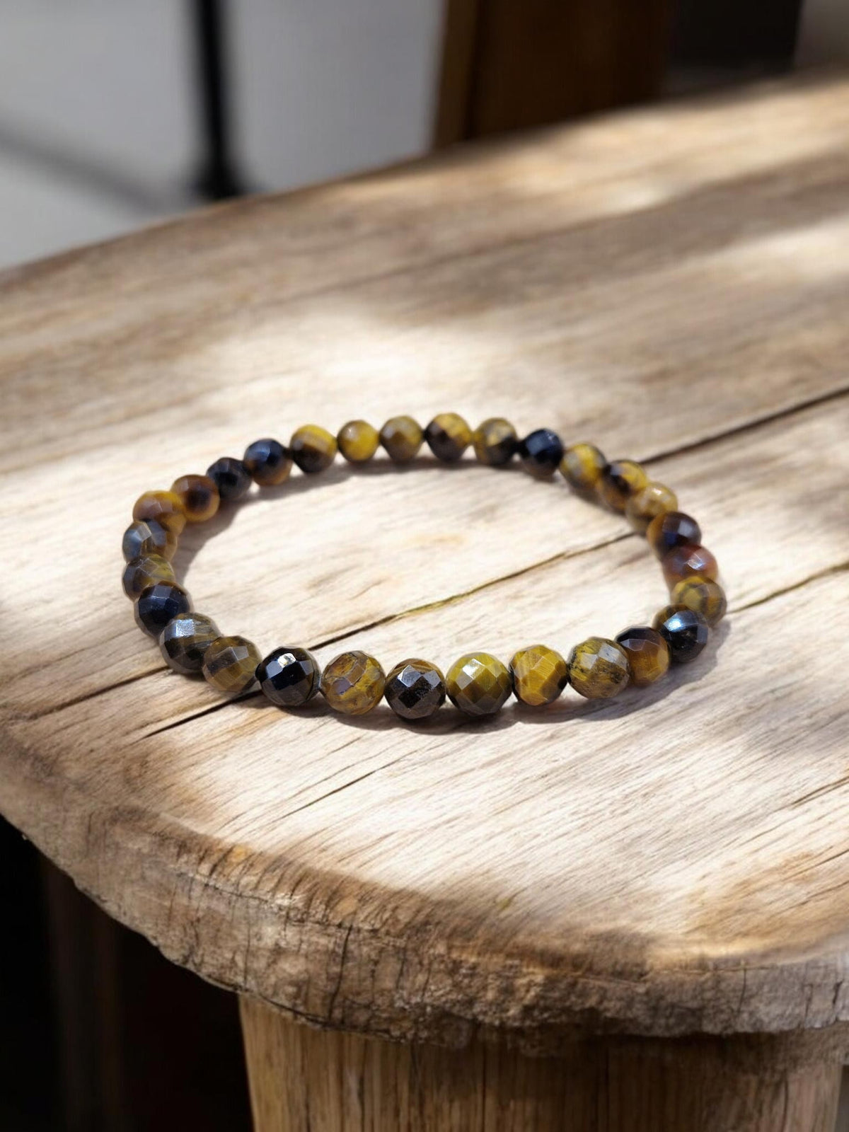 Bracelet Oeil de tigre facetté 6mm