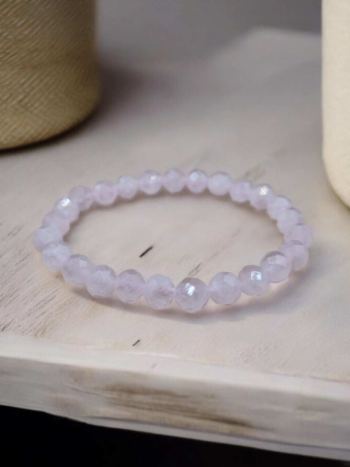 Bracelet Quartz Rose facetté 8mm