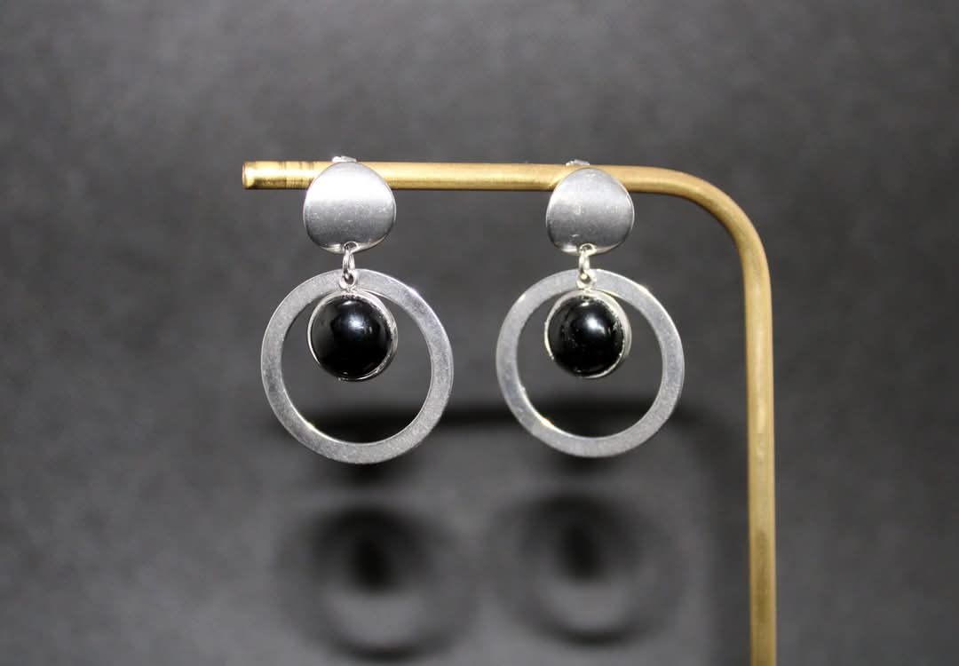 Boucles d'oreilles Agate noire