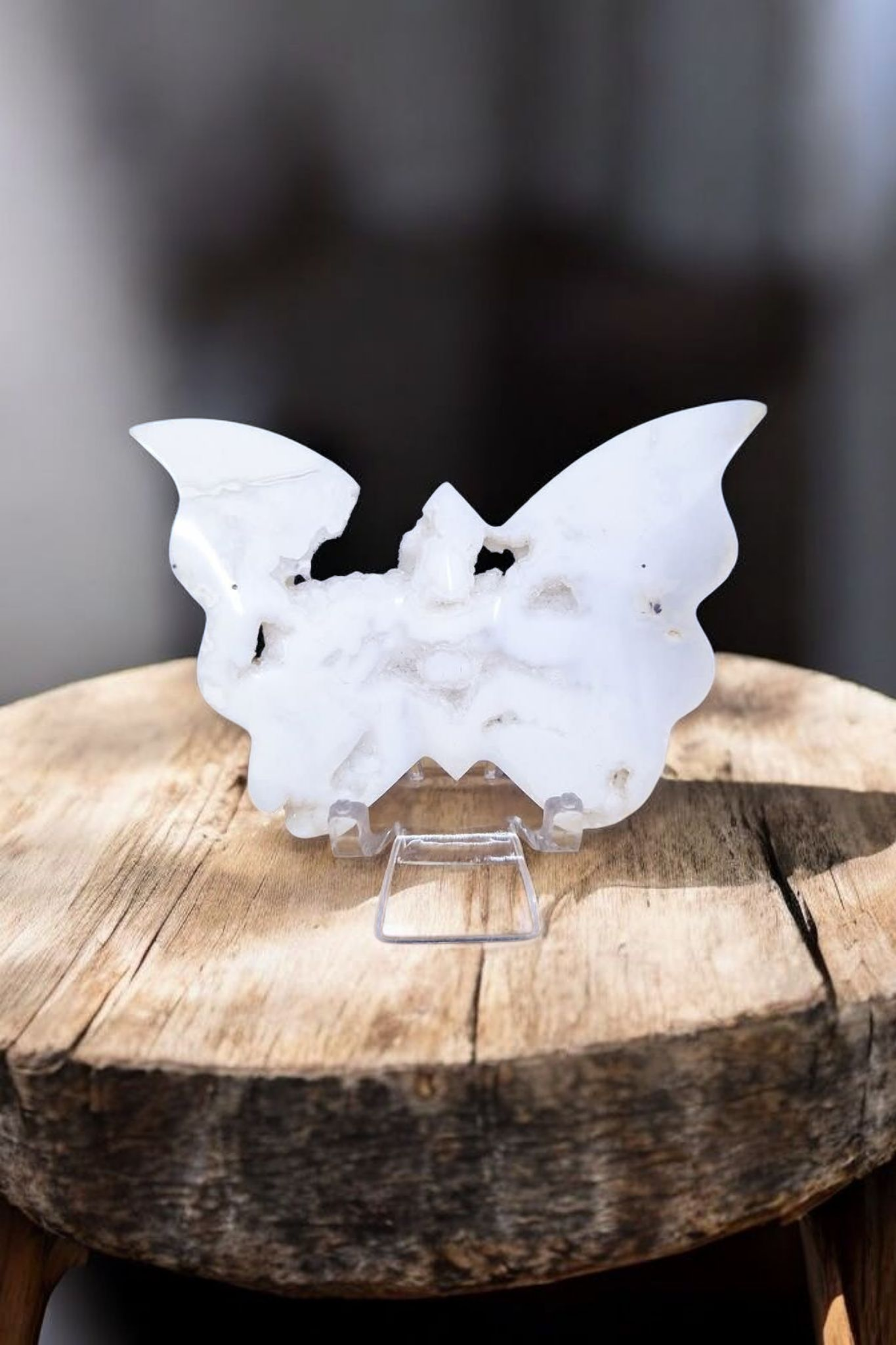 Papillon en Agate blanche