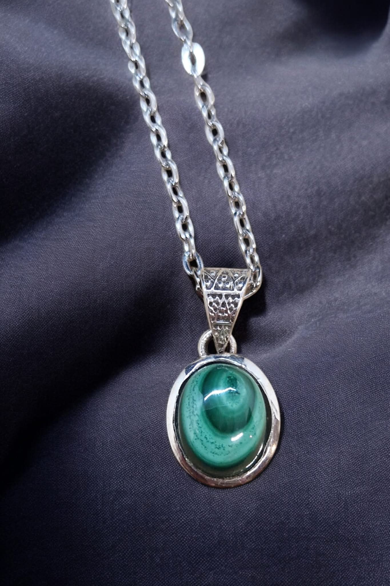 Pendentif Malachite Argent