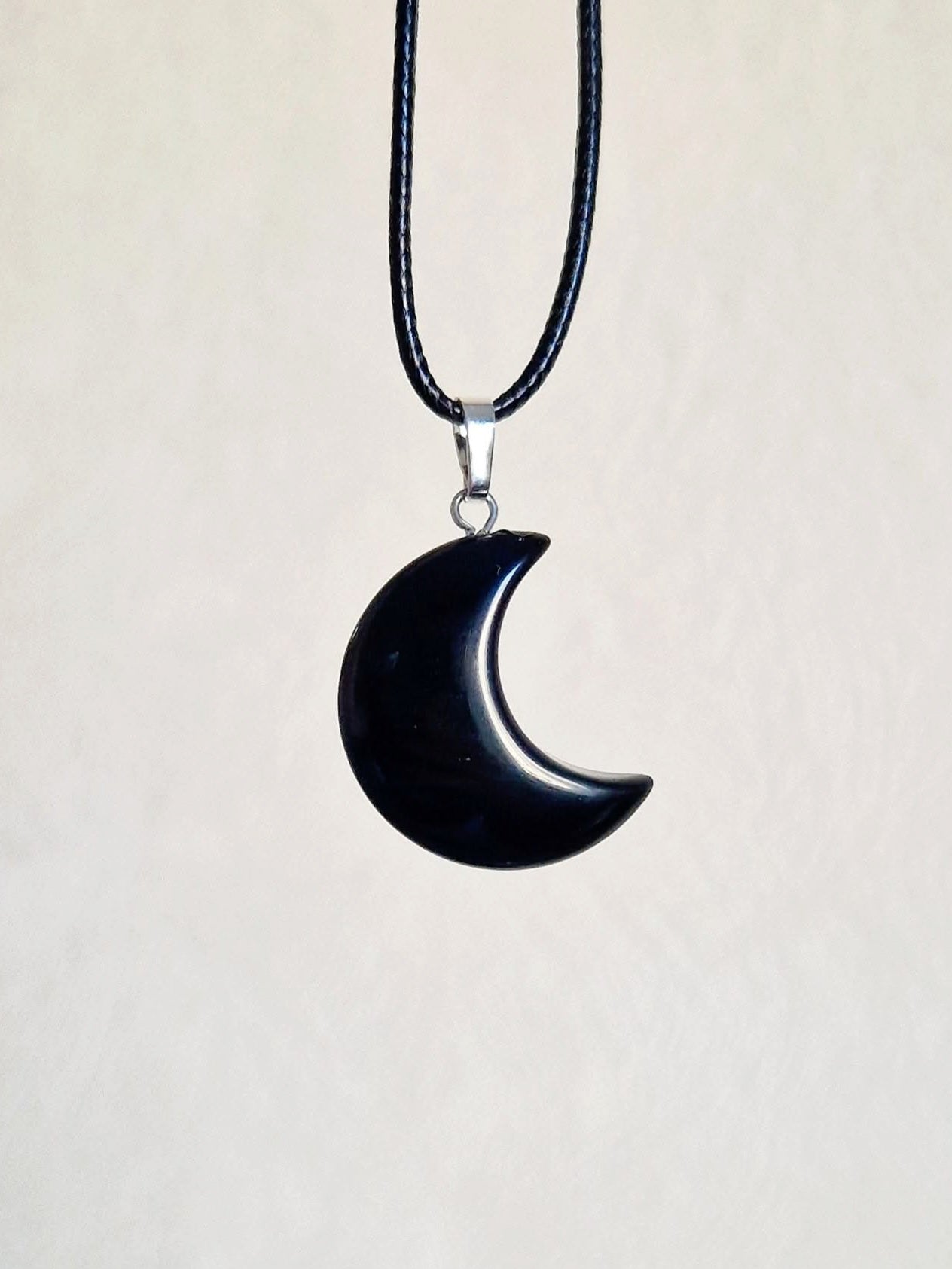 Pendentif Obsidienne noire Lune