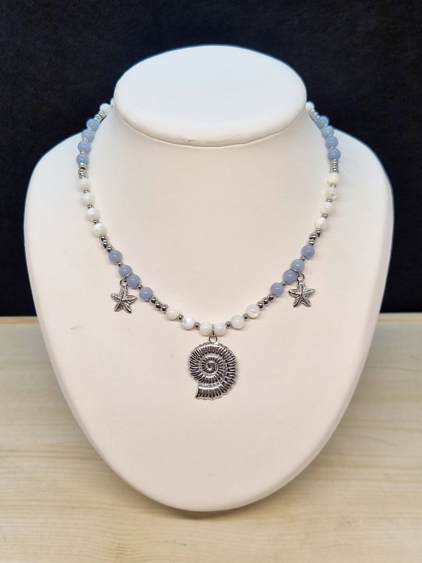 Collier Nacre et Angelite