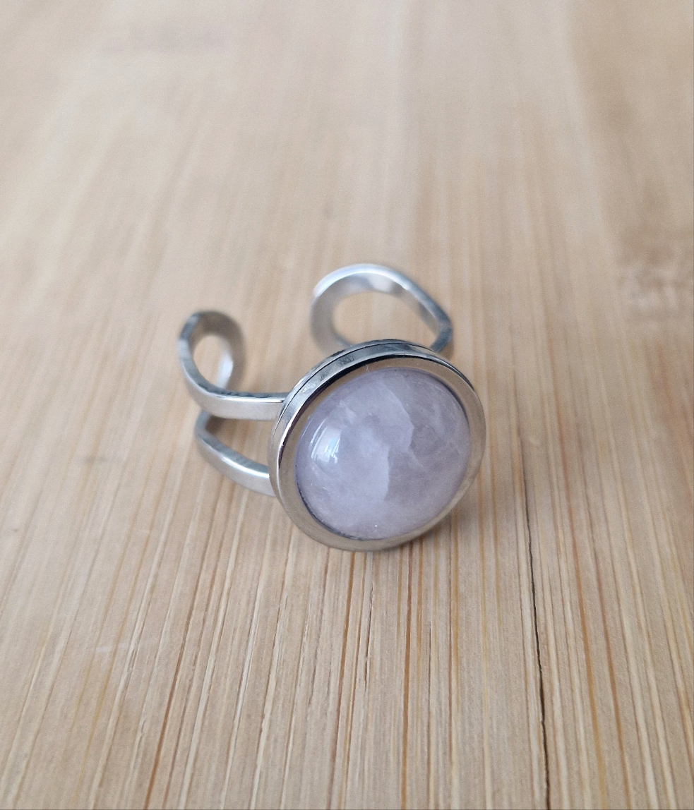 Bague Quartz Rose acier