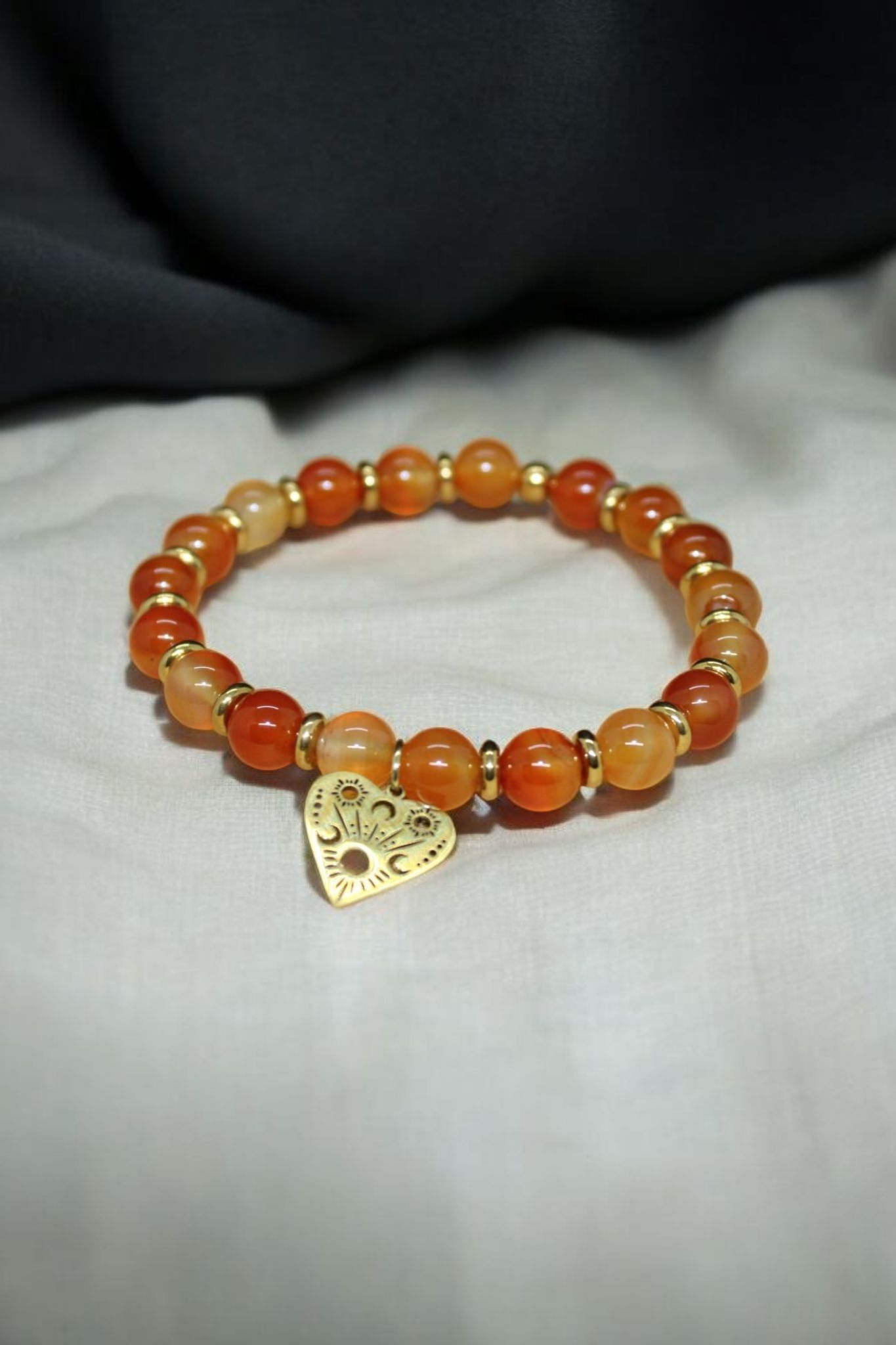 Bracelet Cornaline 8mm Ouija doré