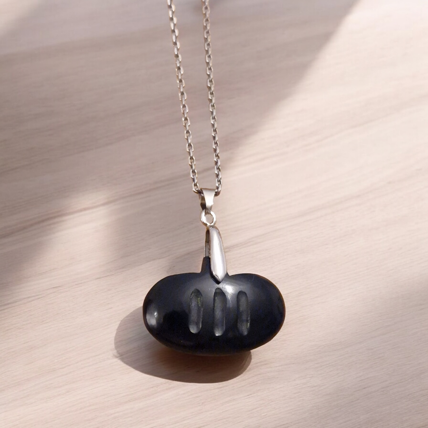 Pendentif Obsidienne noire citrouille