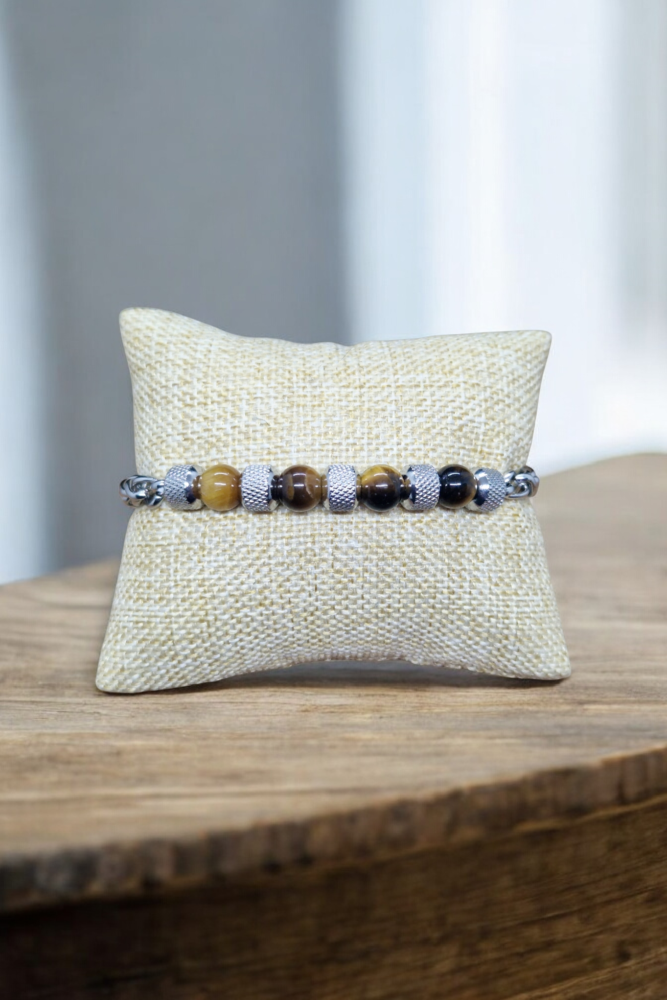 Bracelet Oeil de tigre & Acier
