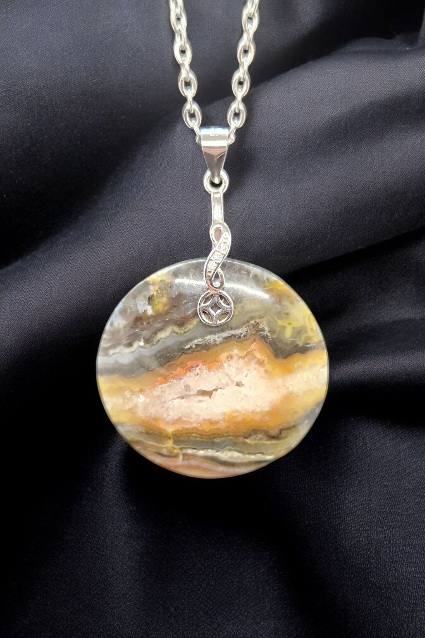 Pendentif Agate rubannée druzy