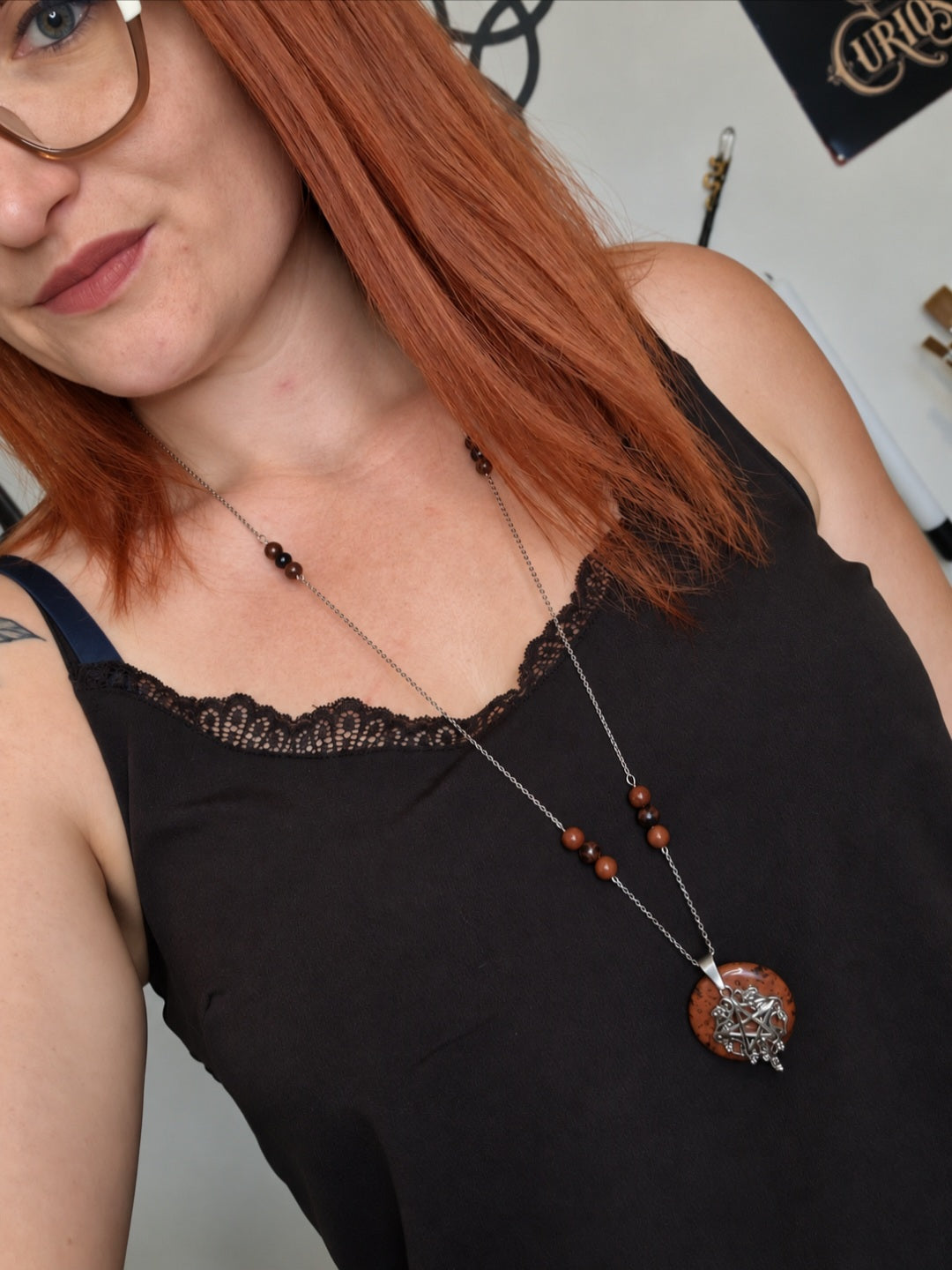 Sautoir Pentacle d'acajou