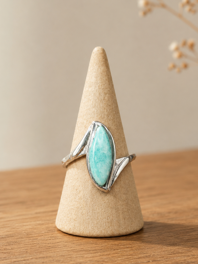 Bague Amazonite réglable Acier