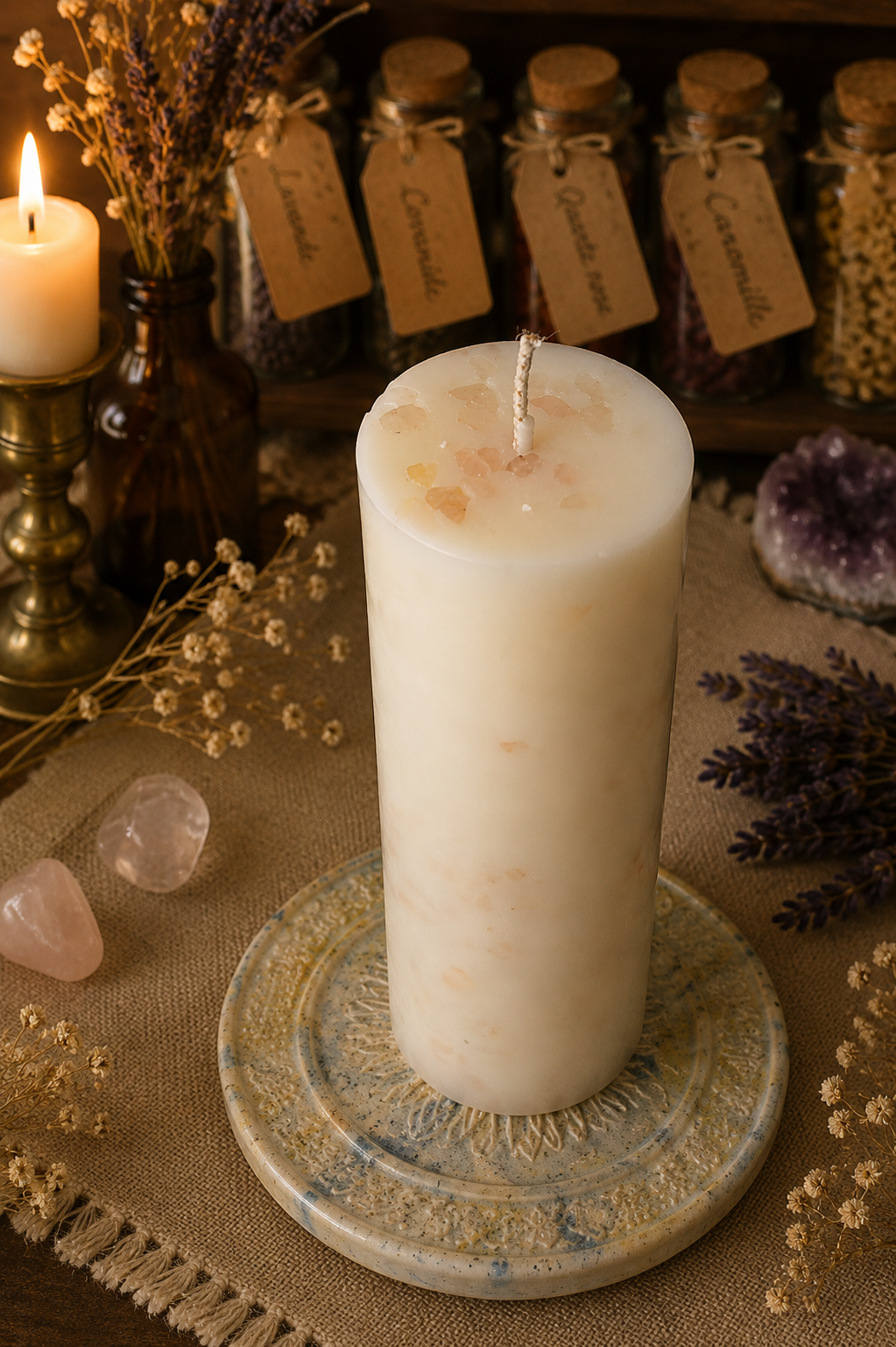 Bougie rituelle "Souffle de rosée"