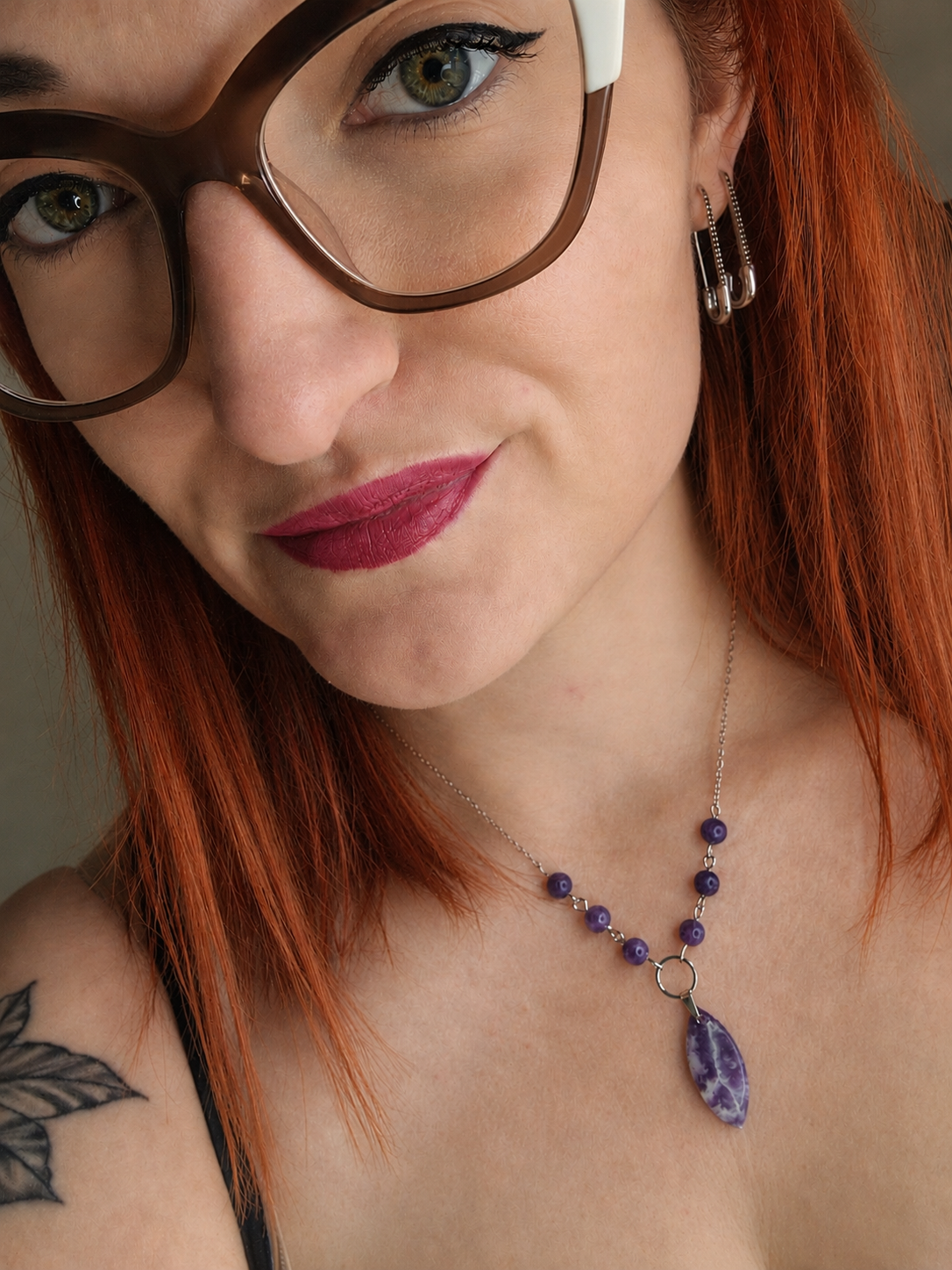 Collier Lépidolite & Acier
