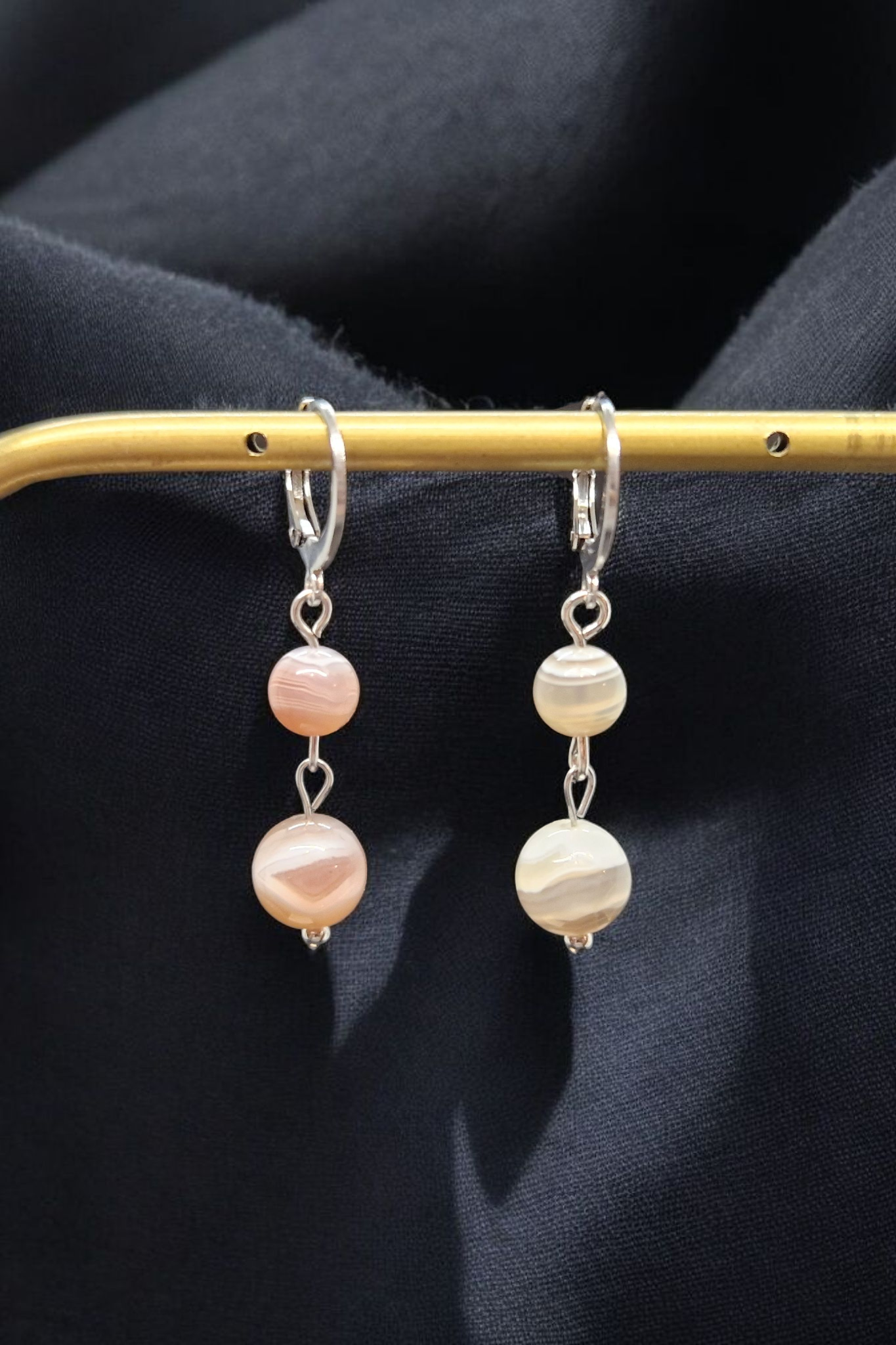 Boucles d'oreilles 2 perles (au choix)
