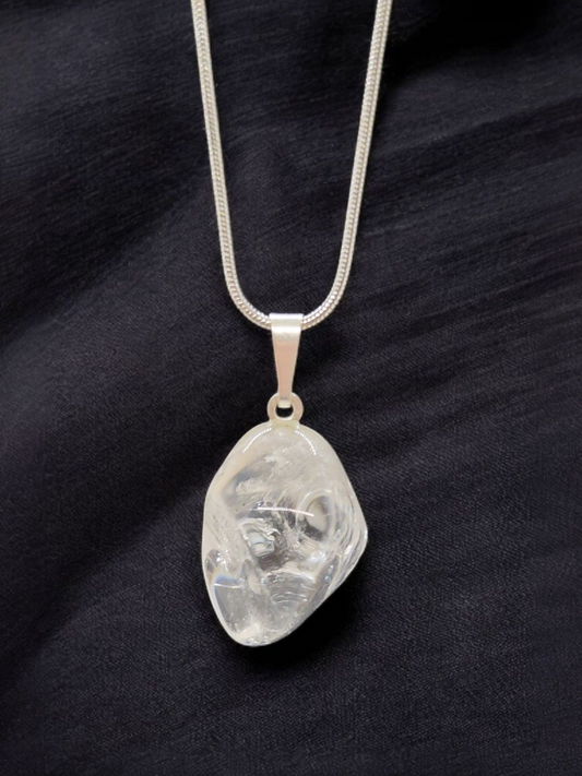 Pendentif Cristal de roche pierre roulée