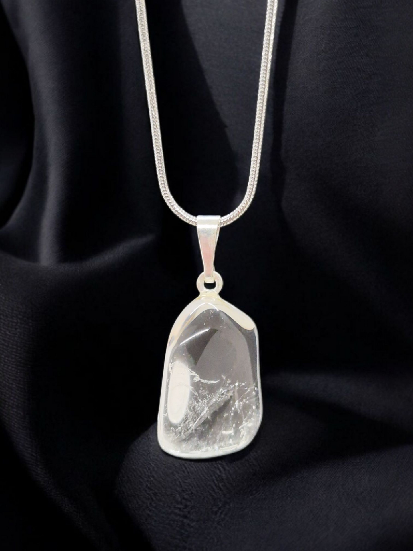 Pendentif Cristal de roche pierre roulée