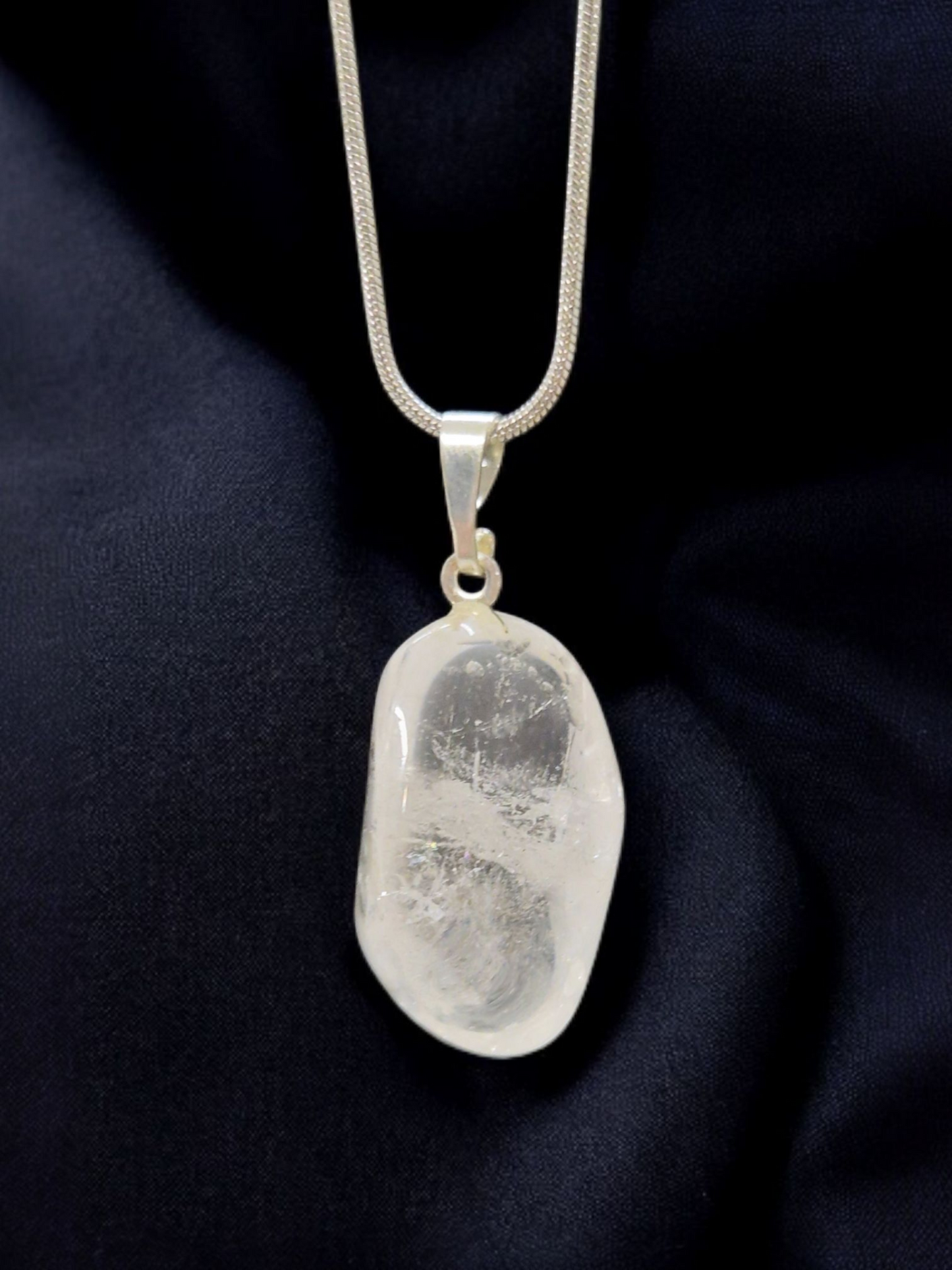 Pendentif Cristal de roche pierre roulée