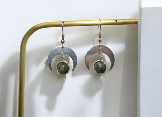 Boucles d'oreilles Lune Labradorite