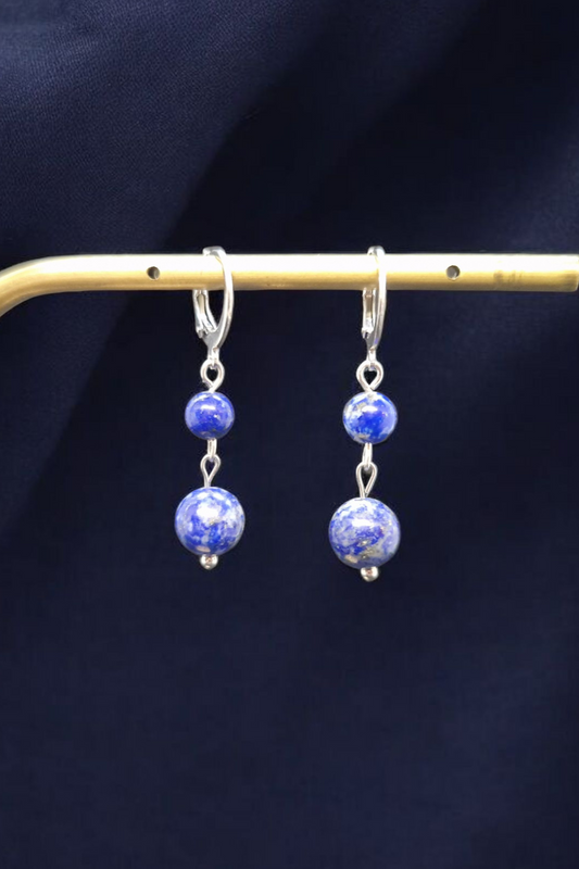 Boucles d'oreilles 2 perles (au choix)