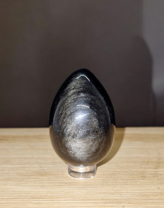 Œuf en Obsidienne argentée