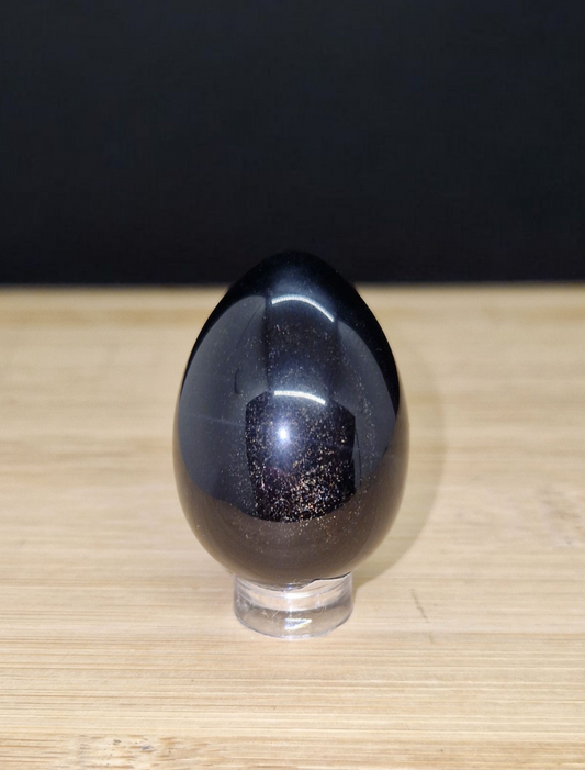 Œuf en Obsidienne argentée