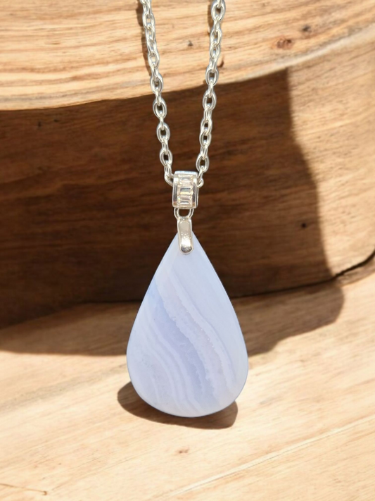 Pendentif Calcédoine bleue